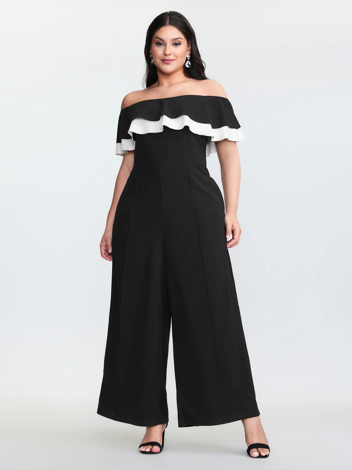 Off-Shoulder Lotus Leaf Neckline Jumpsuit sold by Bloomchic product image thumbnail 3