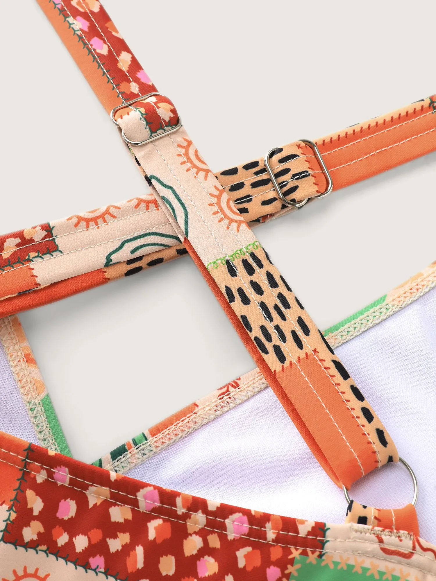 Island Print Channel Drawstring One-Piece Swimsuit sold by Bloomchic product image thumbnail 5