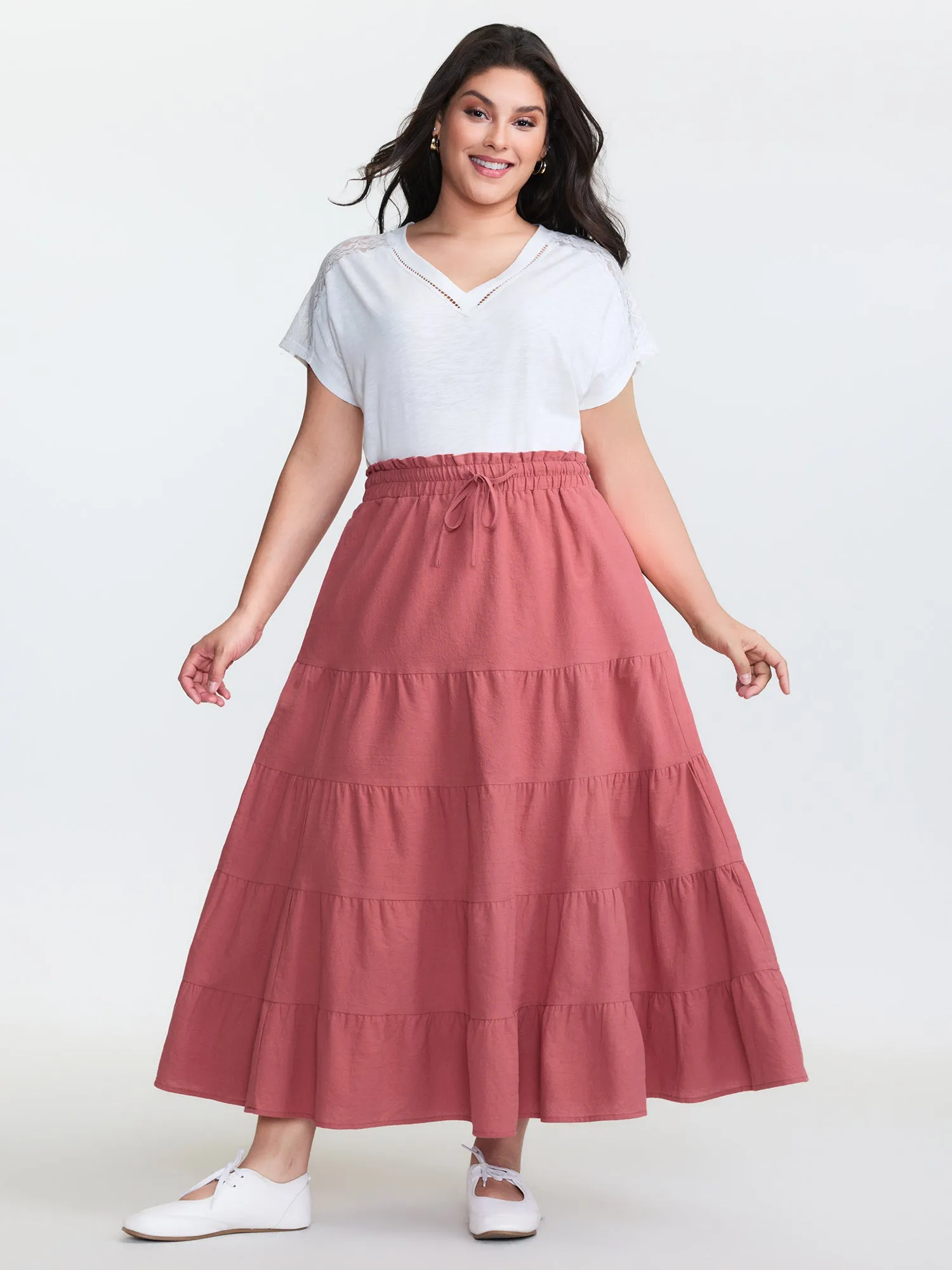 Pure Cotton Tiered Drawstring Maxi Skirt sold by Bloomchic product image thumbnail 2