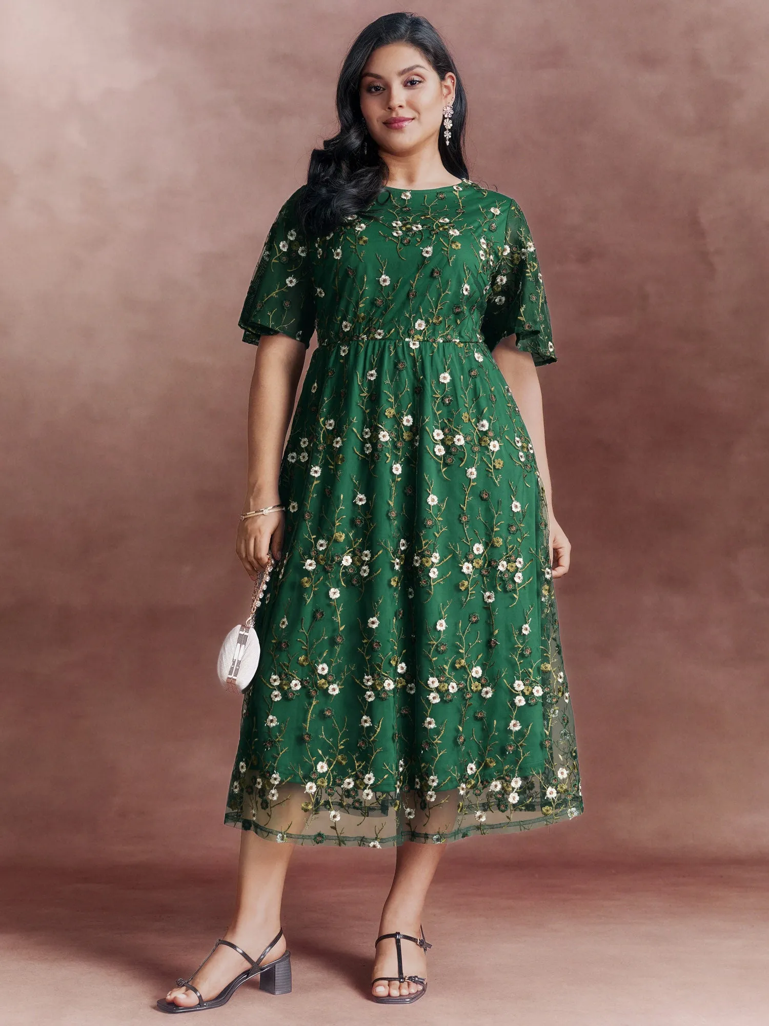 Floral Embroidered Mesh Maxi Dress sold by Bloomchic