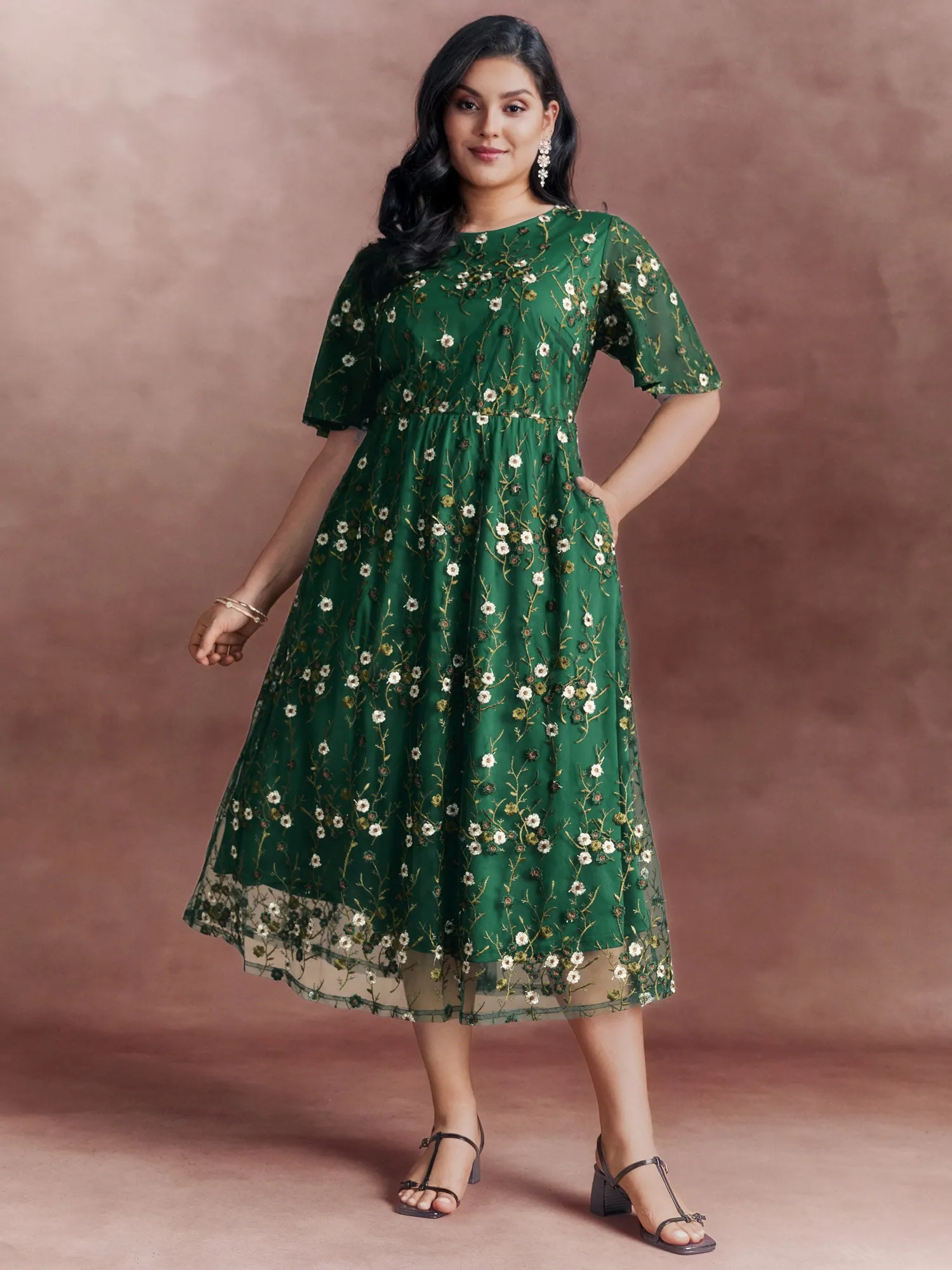 Floral Embroidered Mesh Maxi Dress sold by Bloomchic product image thumbnail 3