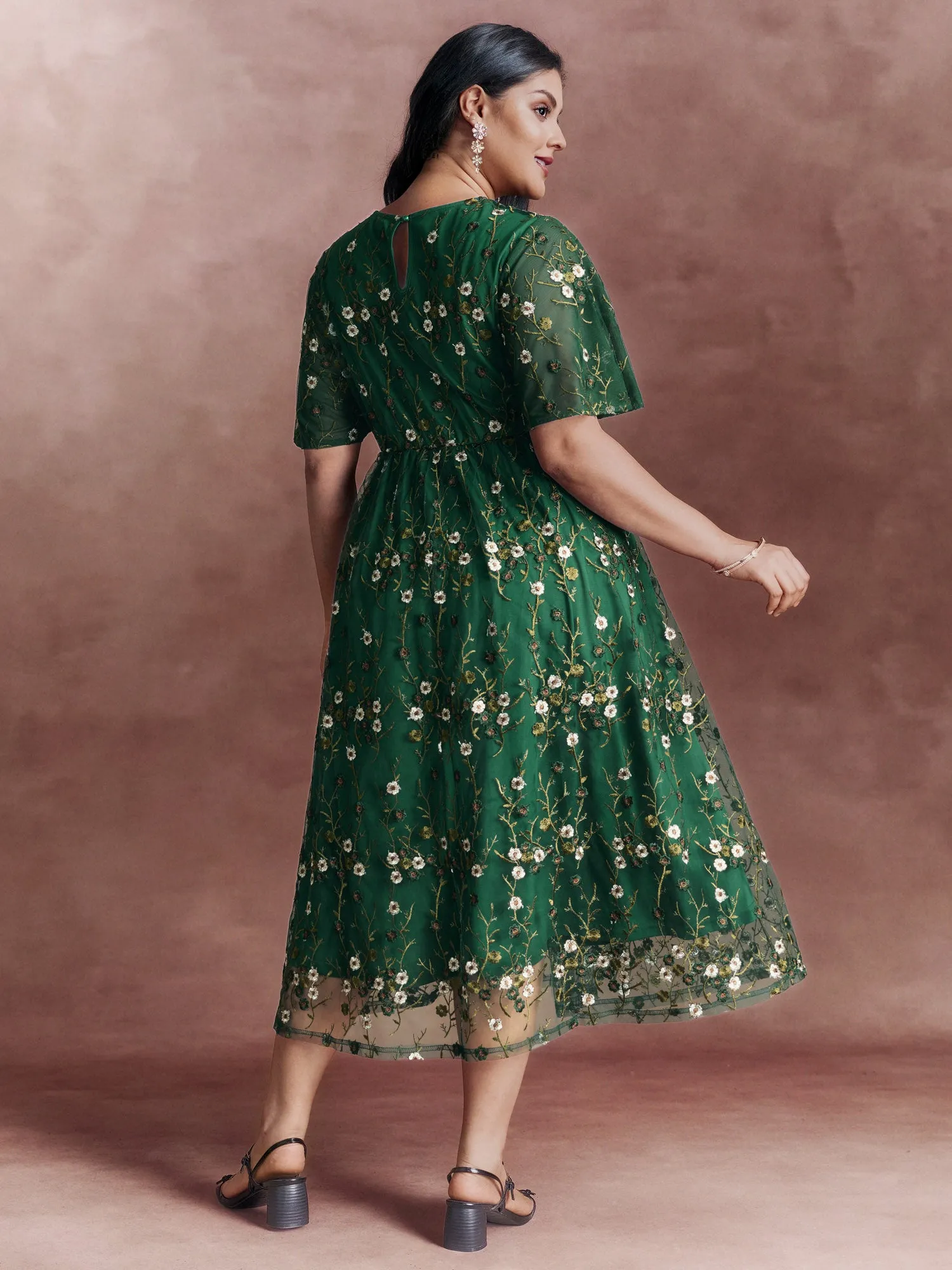 Floral Embroidered Mesh Maxi Dress sold by Bloomchic product image thumbnail 4