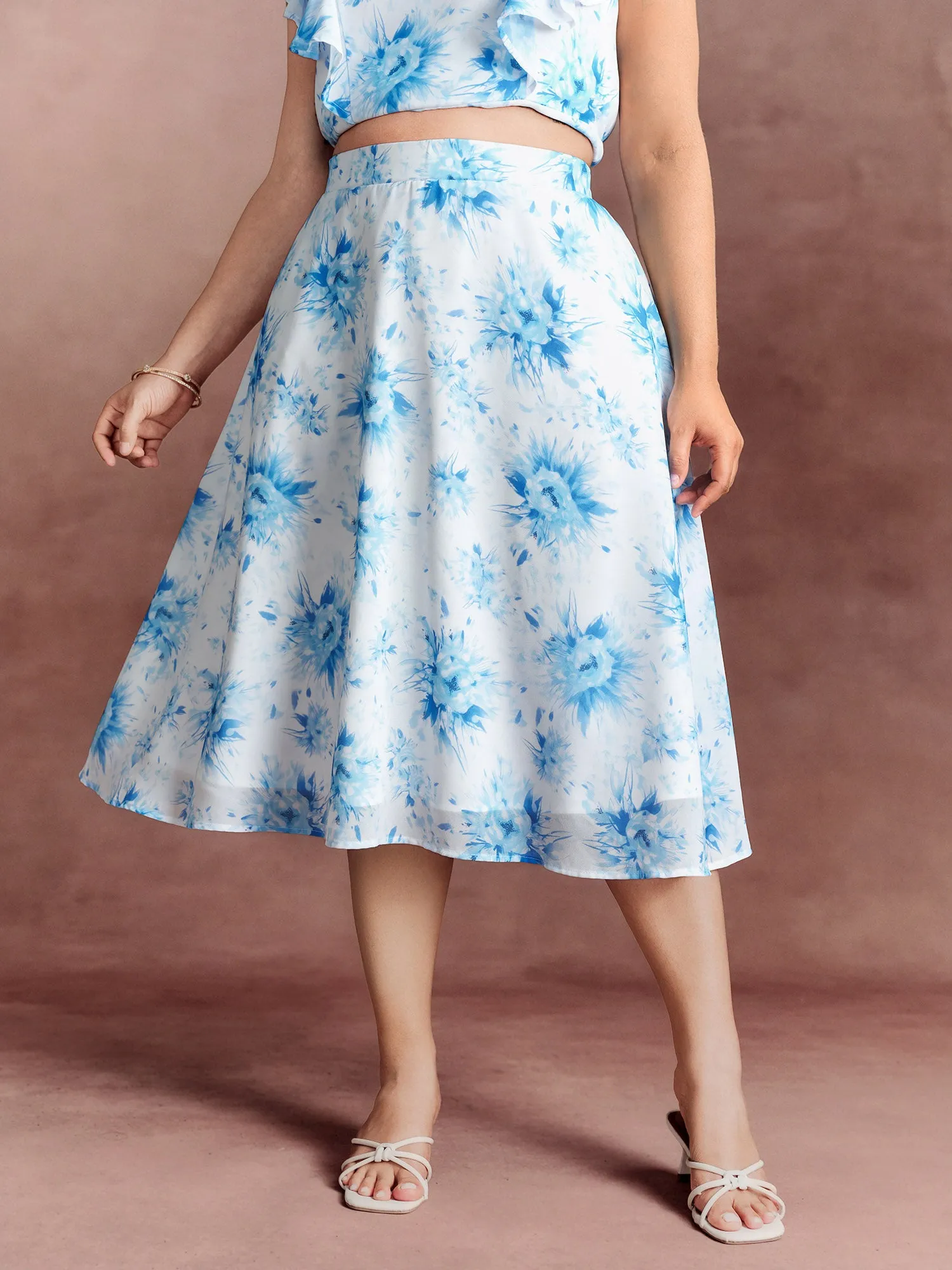 Floral Print Flowy Midi Skirt sold by Bloomchic