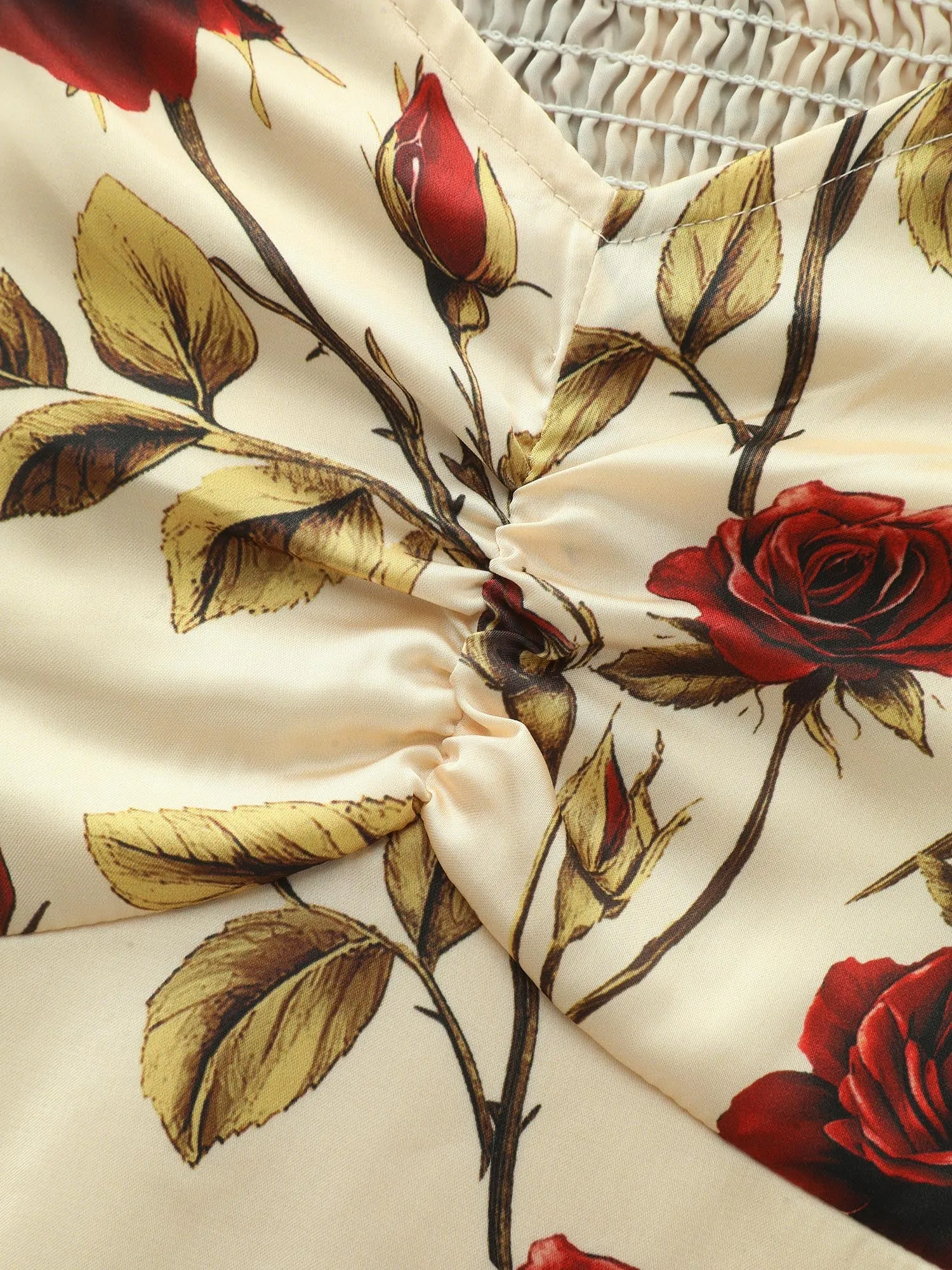 Floral Romance Cut-Out Shoulder Shirred Midi Dress sold by Bloomchic product image thumbnail 5