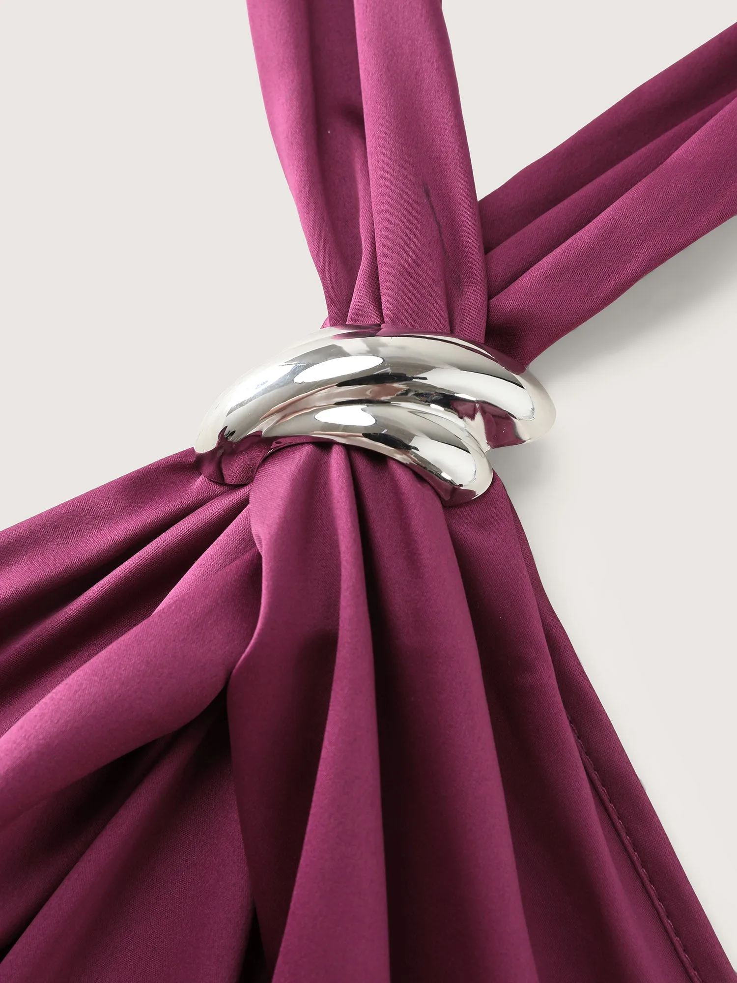 Halter Neck Metallic Detail Satin Maxi Dress sold by Bloomchic product image thumbnail 5