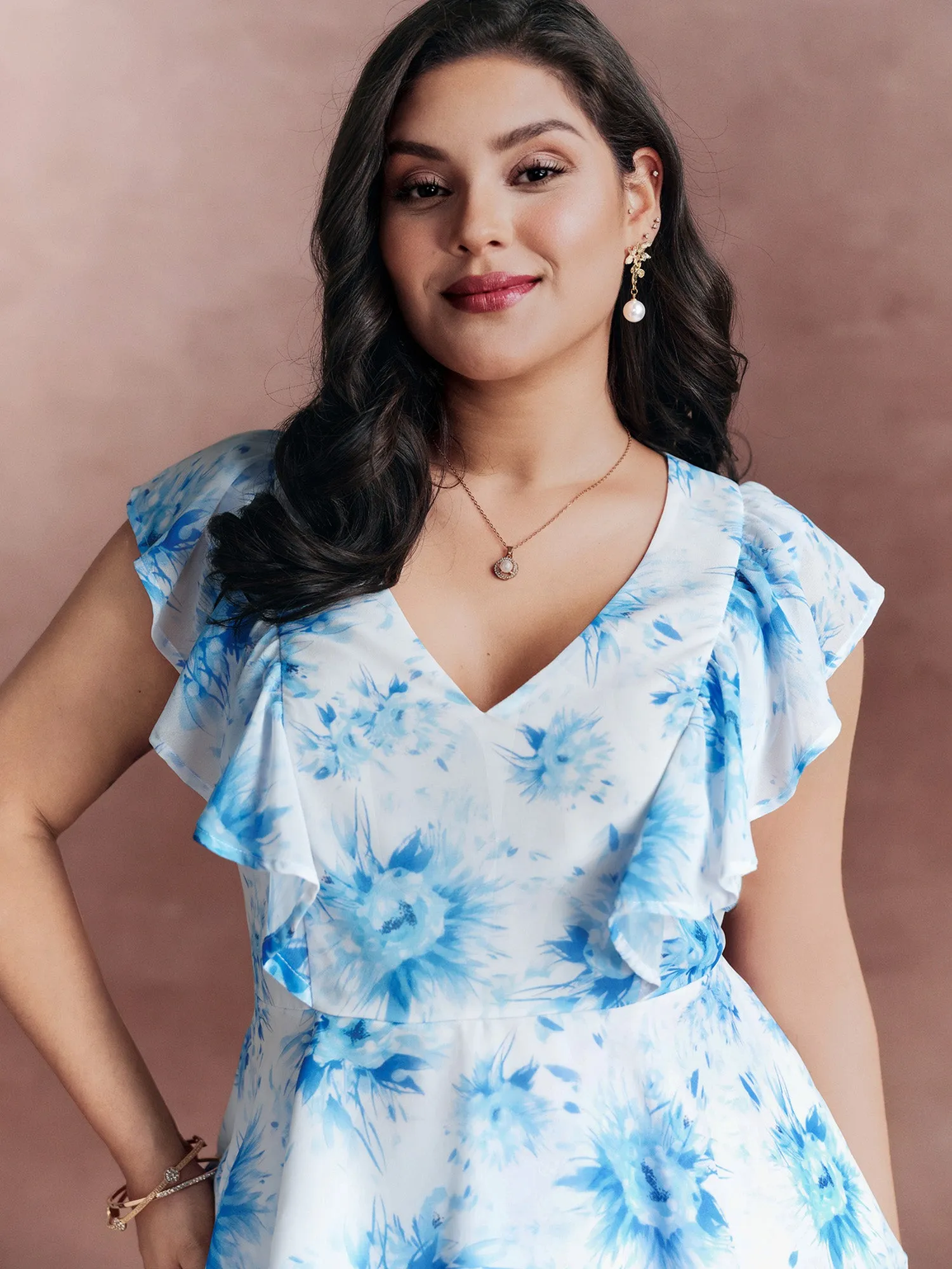 Floral Print Cinched-Flared Blouse sold by Bloomchic product image thumbnail 3