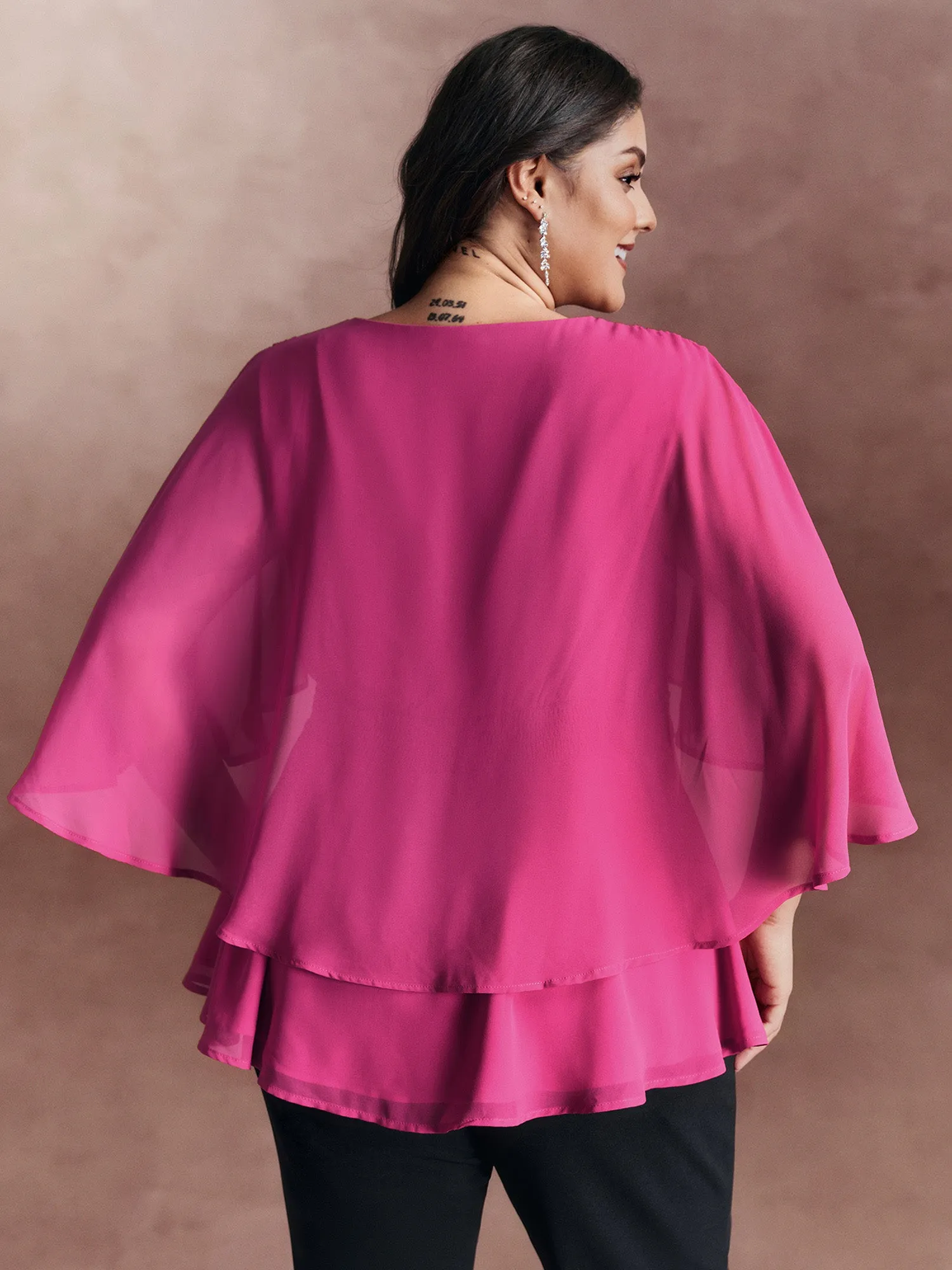 Chiffon Shawl Layered Sheer Blouse sold by Bloomchic product image thumbnail 4