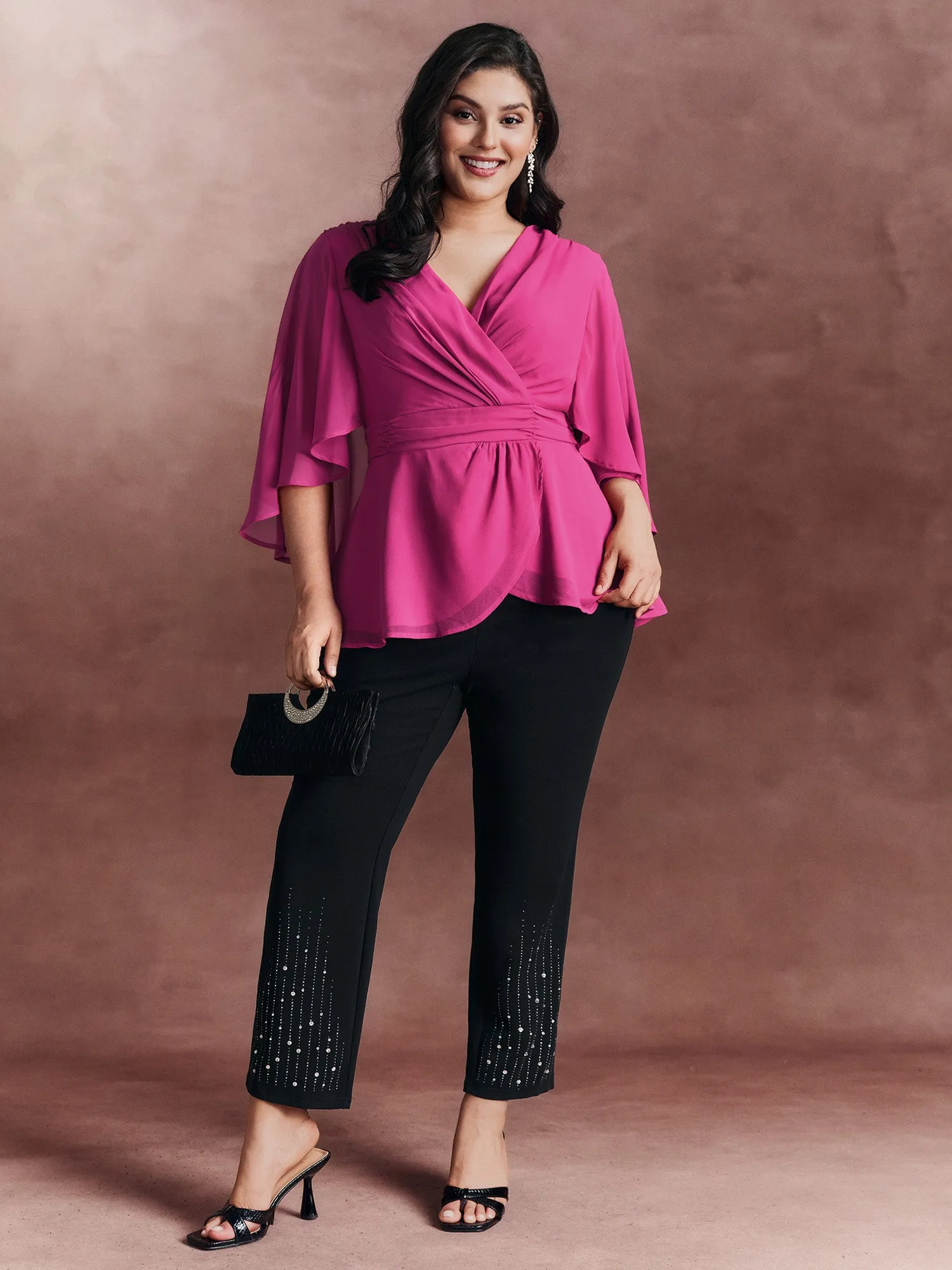 Chiffon Shawl Layered Sheer Blouse sold by Bloomchic product image thumbnail 2