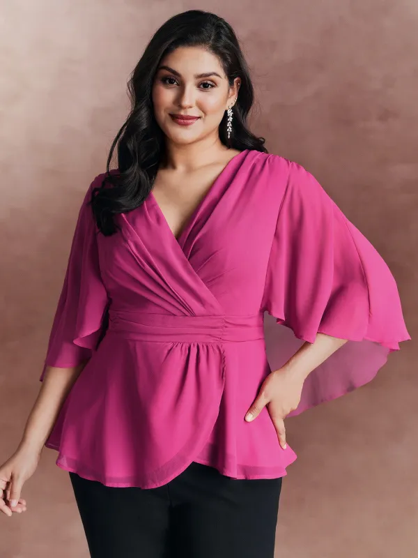 Chiffon Shawl Layered Sheer Blouse sold by Bloomchic