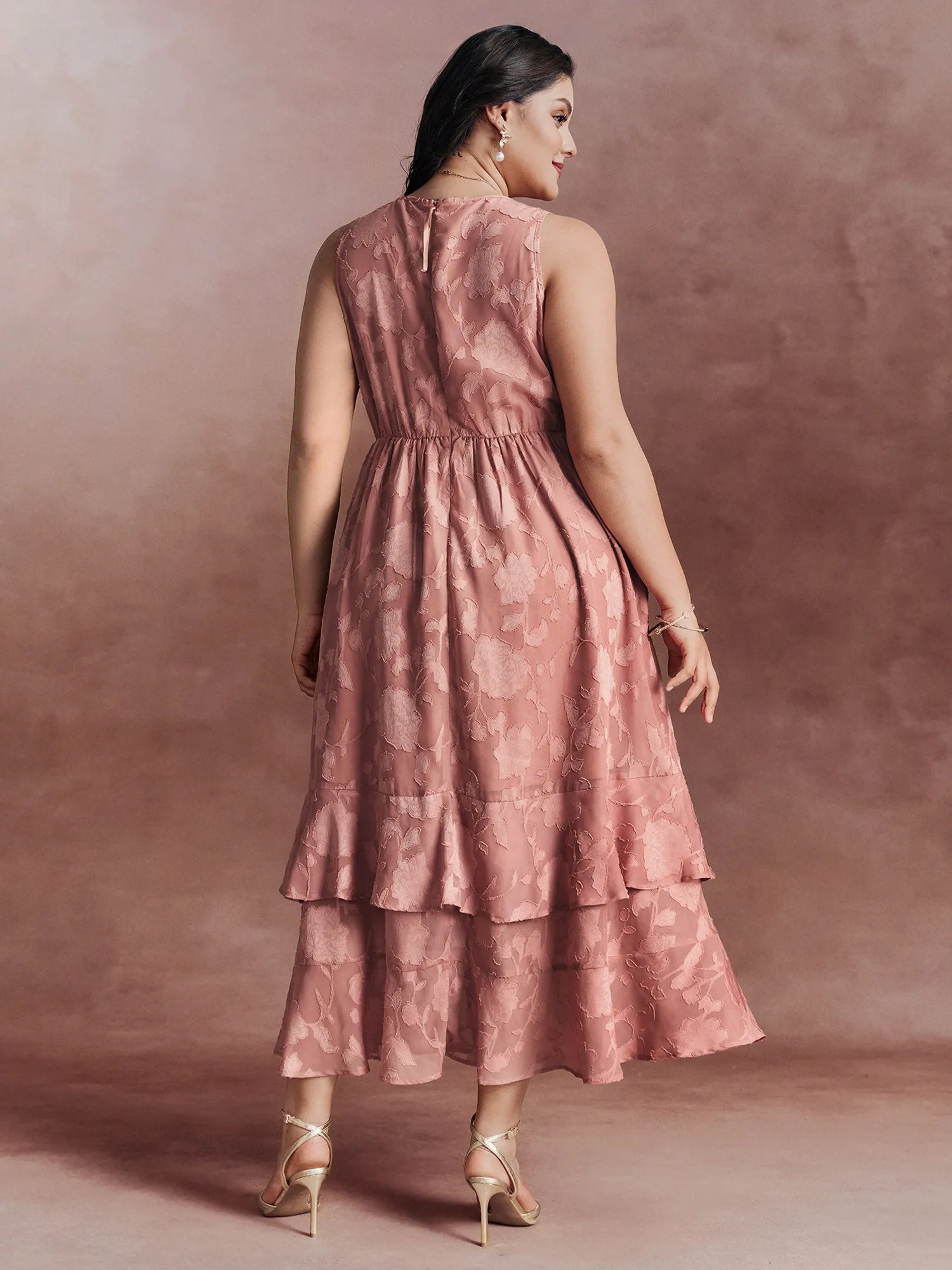Floral Charm Twist-Front Jacquard Maxi Dress sold by Bloomchic product image thumbnail 4