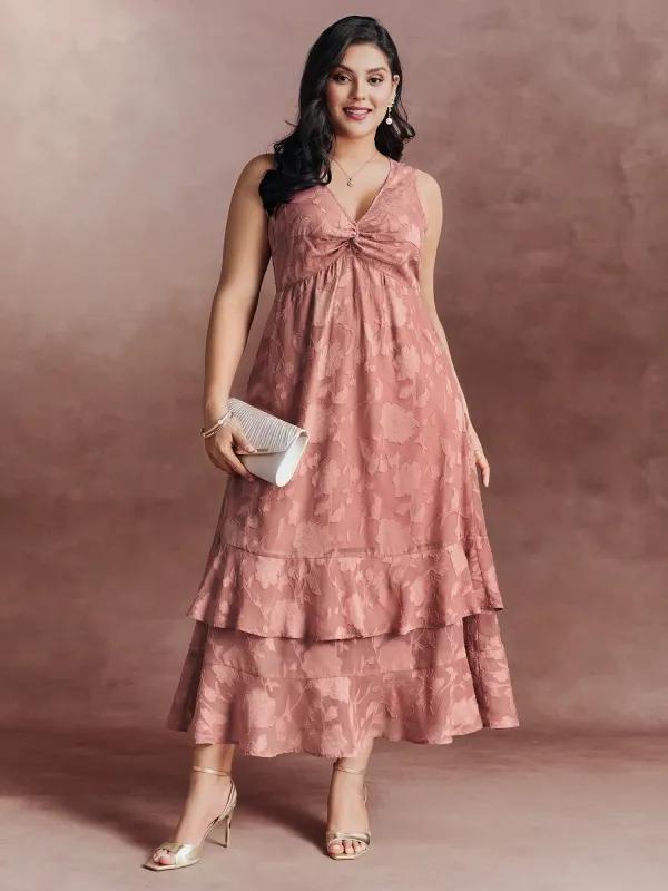 Floral Charm Twist-Front Jacquard Maxi Dress made by Bloomchic