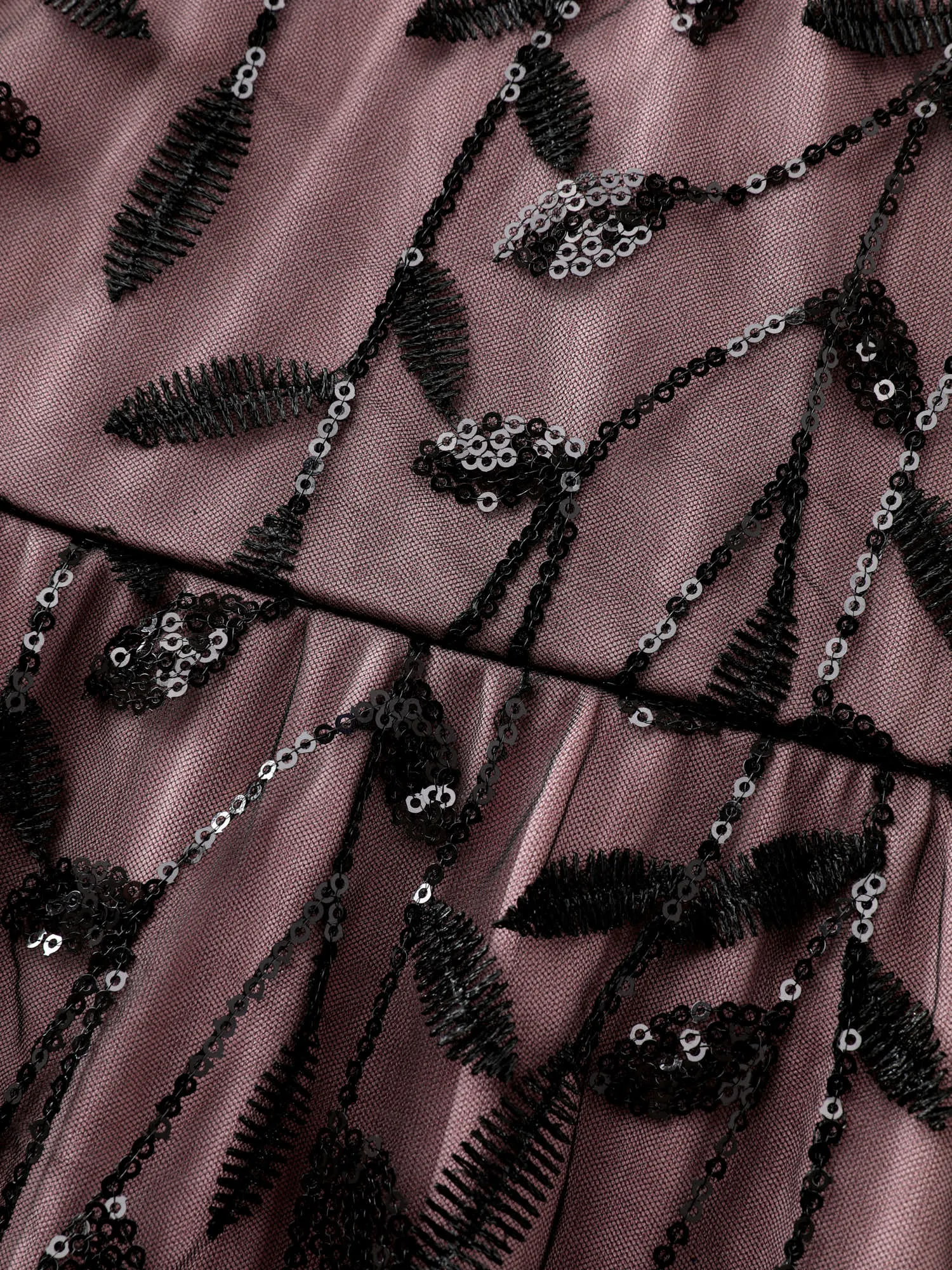 Sequin Embroidery Color Contrast V-Neck Midi Dress sold by Bloomchic product image thumbnail 5