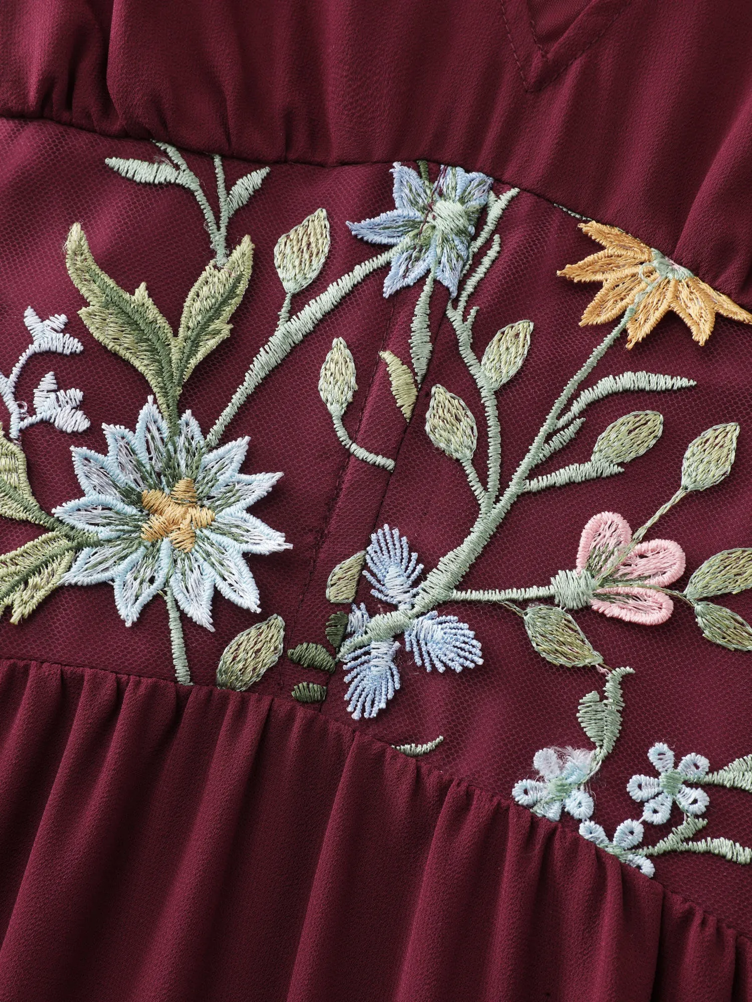 Floral Embroidered V-Neck Sleeveless Maxi Dress sold by Bloomchic product image thumbnail 5