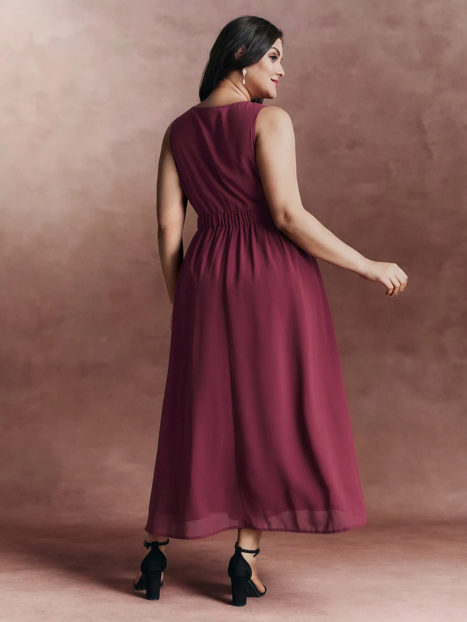 Floral Embroidered V-Neck Sleeveless Maxi Dress sold by Bloomchic product image thumbnail 4