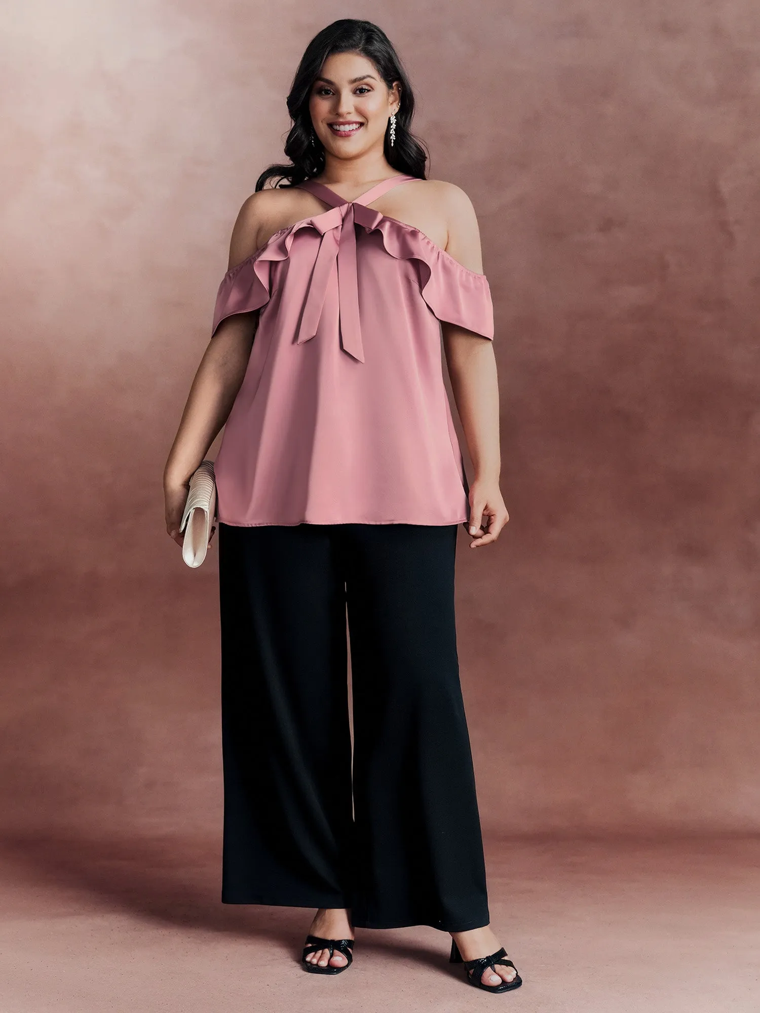 Elegant Satin Off-Shoulder Bowtie Blouse sold by Bloomchic product image thumbnail 3