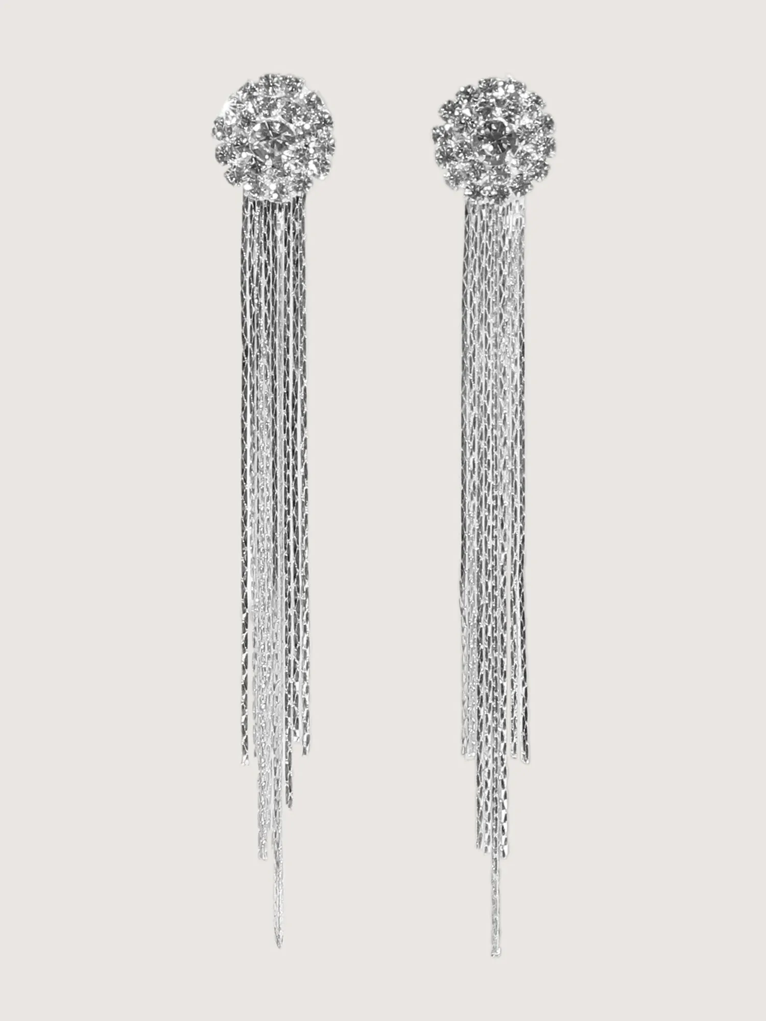Rhinestone Cluster Fringe Long Earrings sold by Bloomchic