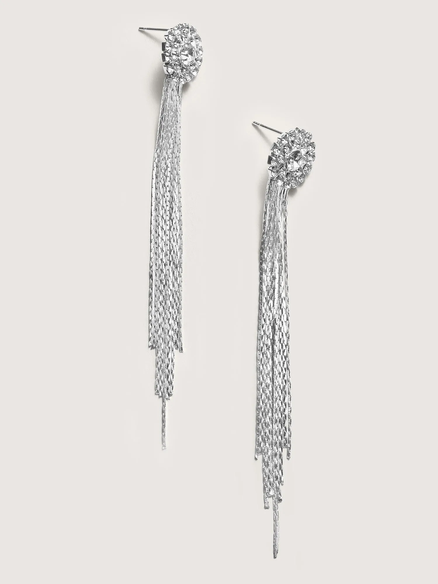 Rhinestone Cluster Fringe Long Earrings sold by Bloomchic product image thumbnail 3
