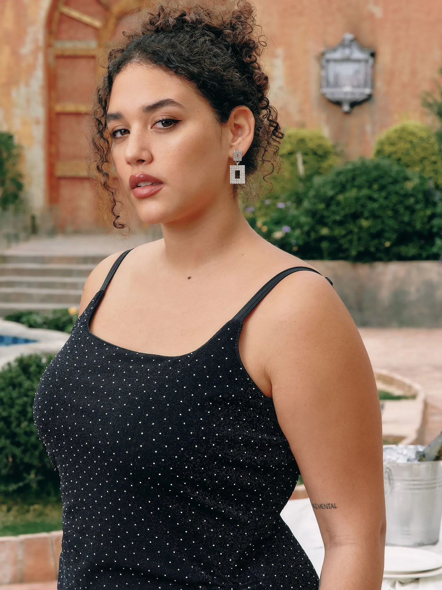 Square Rhinestone Elegant Drop Earrings sold by Bloomchic product image thumbnail 3