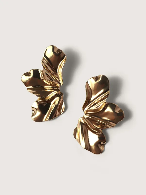Gold-Tone Floral Temperament Irregular Earrings made by Bloomchic