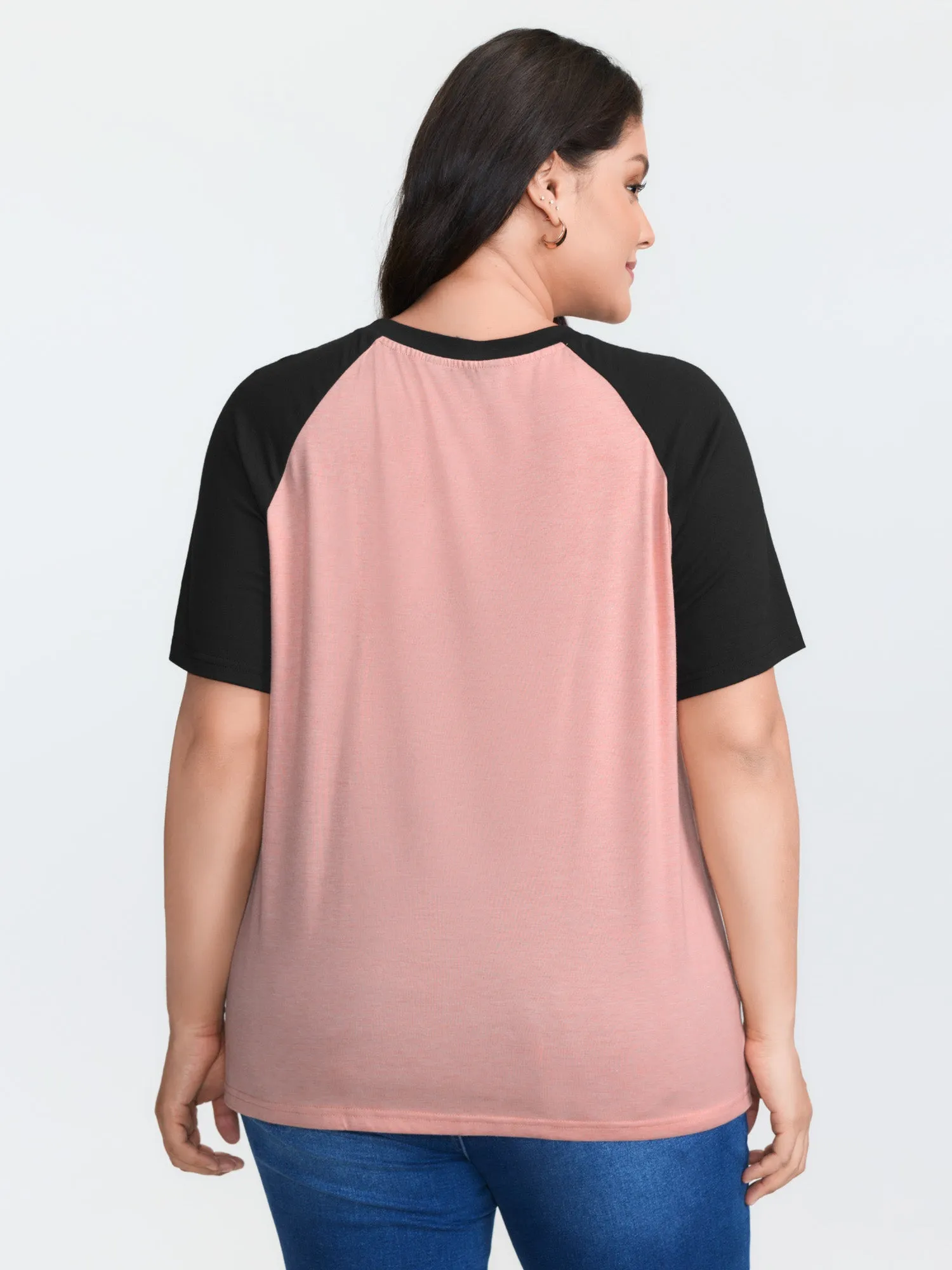 Supersoft Lace Trim Raglan Sleeve Color Contrast T-Shirt sold by Bloomchic product image thumbnail 4