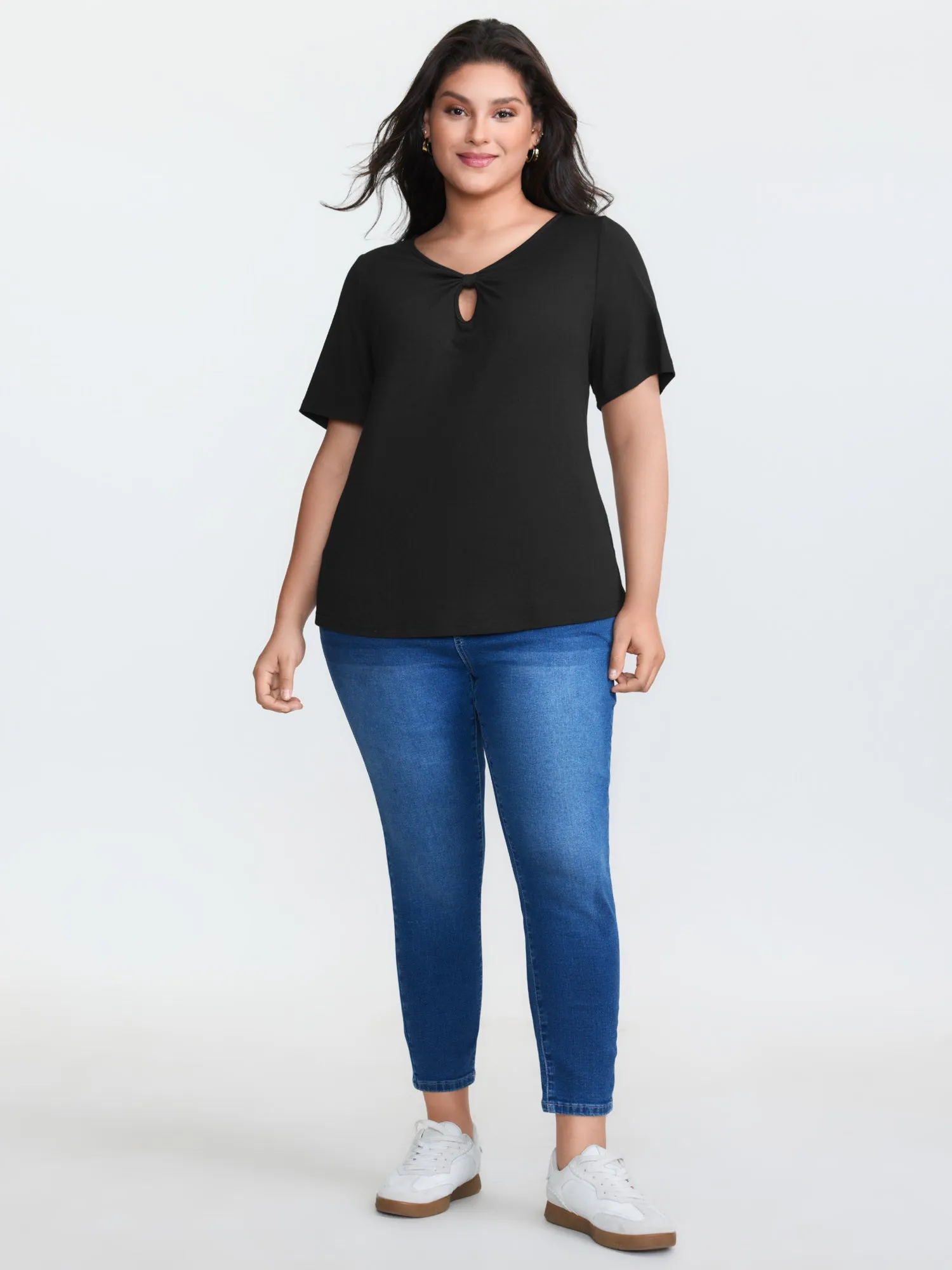 Supersoft Keyhole Neckline Drawstring T-Shirt sold by Bloomchic product image thumbnail 3