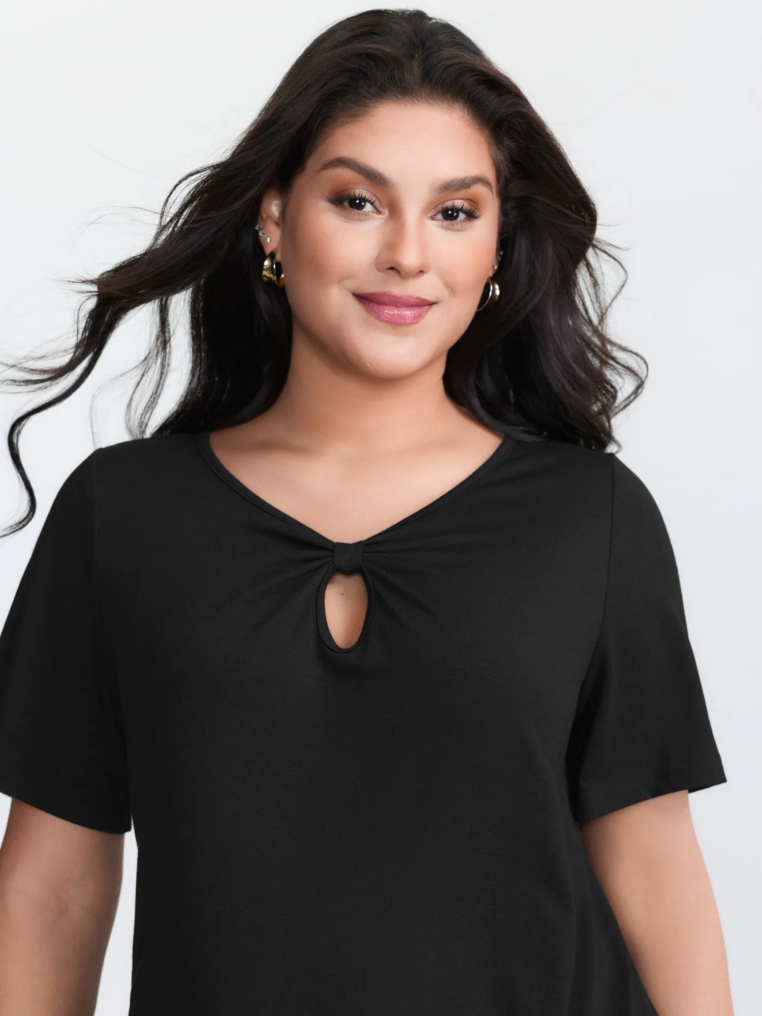 Supersoft Keyhole Neckline Drawstring T-Shirt sold by Bloomchic product image thumbnail 2