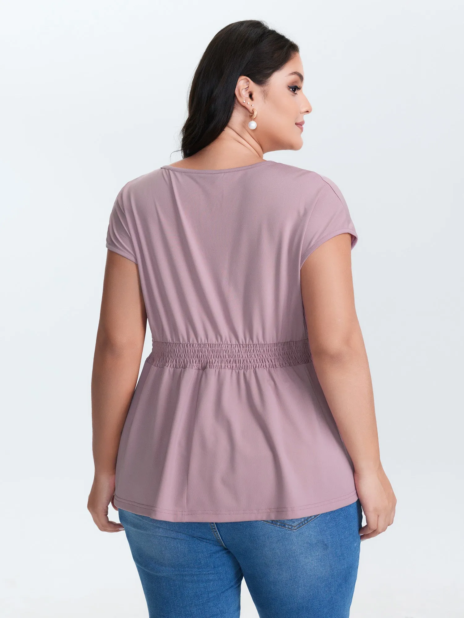 V-Neck Pleated Plain Knit Top sold by Bloomchic product image thumbnail 4