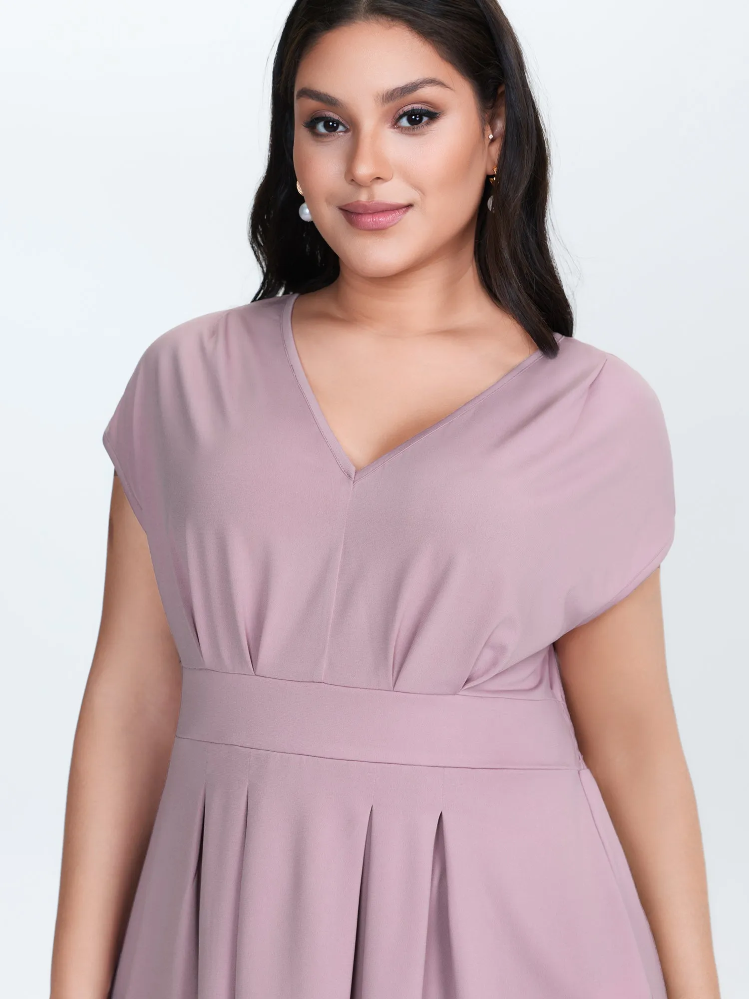 V-Neck Pleated Plain Knit Top sold by Bloomchic product image thumbnail 2