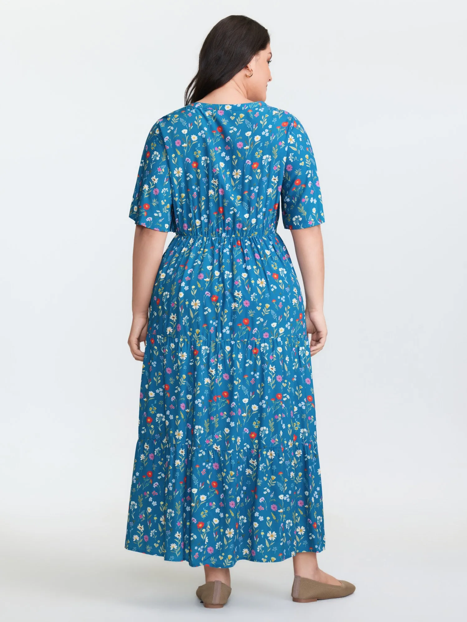 Floral Print Pockets Tiered Maxi Dress sold by Bloomchic product image thumbnail 4