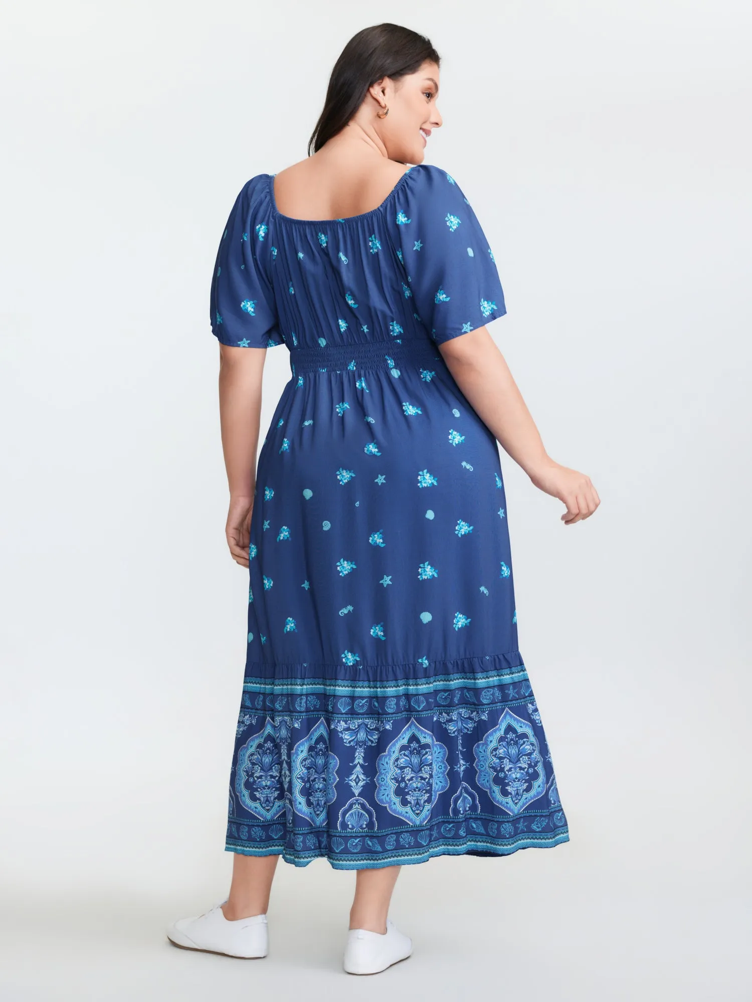 Floral Marine Print Pockets Button Maxi Dress sold by Bloomchic product image thumbnail 4