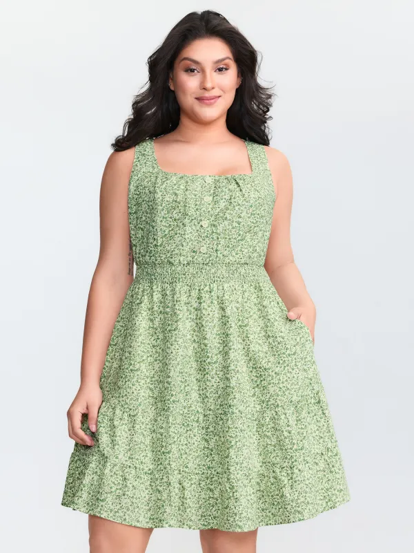 Breezy Floral Print Ruffled Hem Mini Dress made by Bloomchic