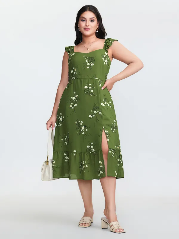 Floral Print Shirred Back Midi Dress sold by Bloomchic