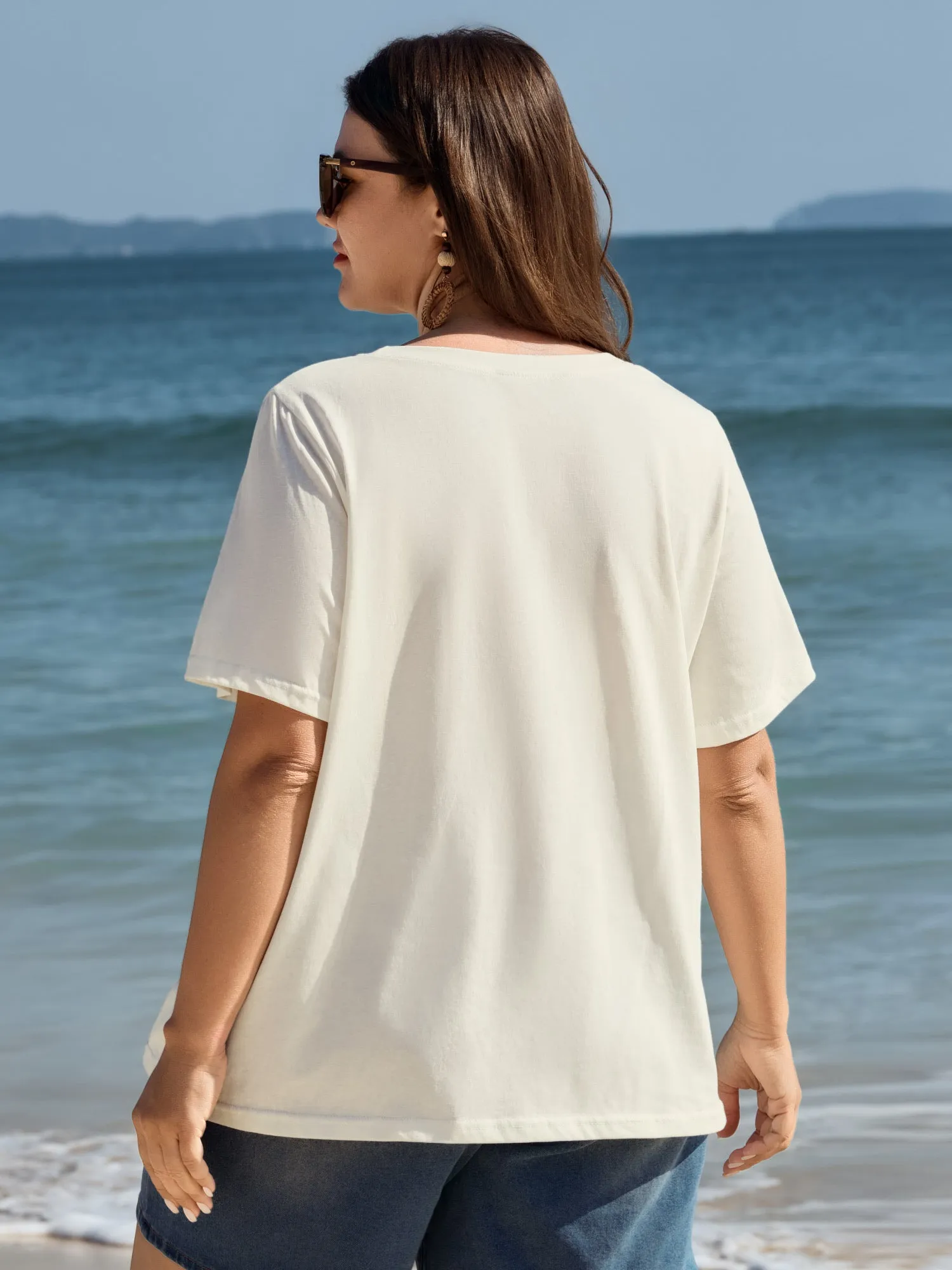 Island Print Round Neck Plain T-Shirt sold by Bloomchic product image thumbnail 4