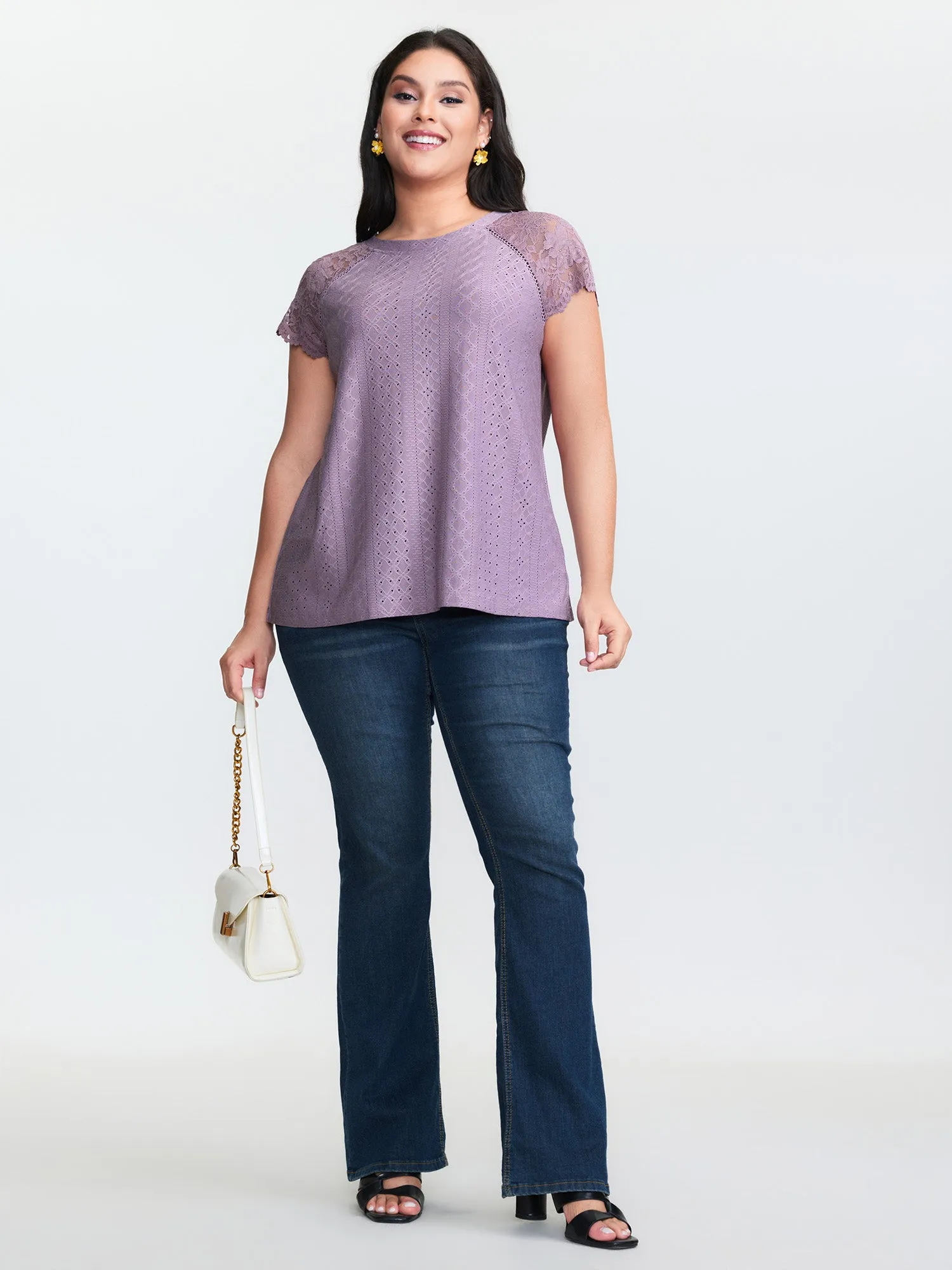 Lace Trim Back-Tie T-Shirt sold by Bloomchic product image thumbnail 3