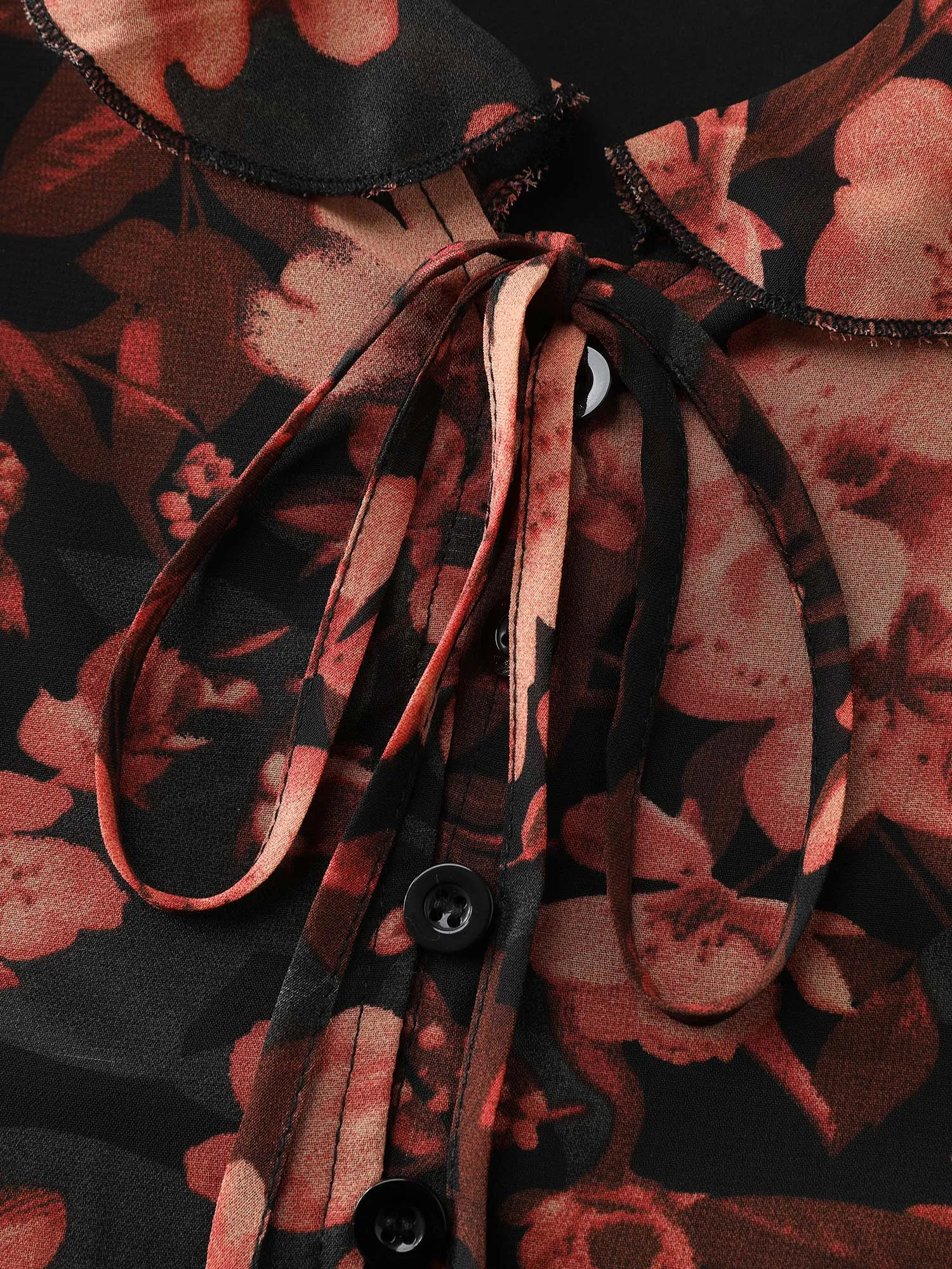 Floral Print Ruffled Neckline Blouse sold by Bloomchic product image thumbnail 5