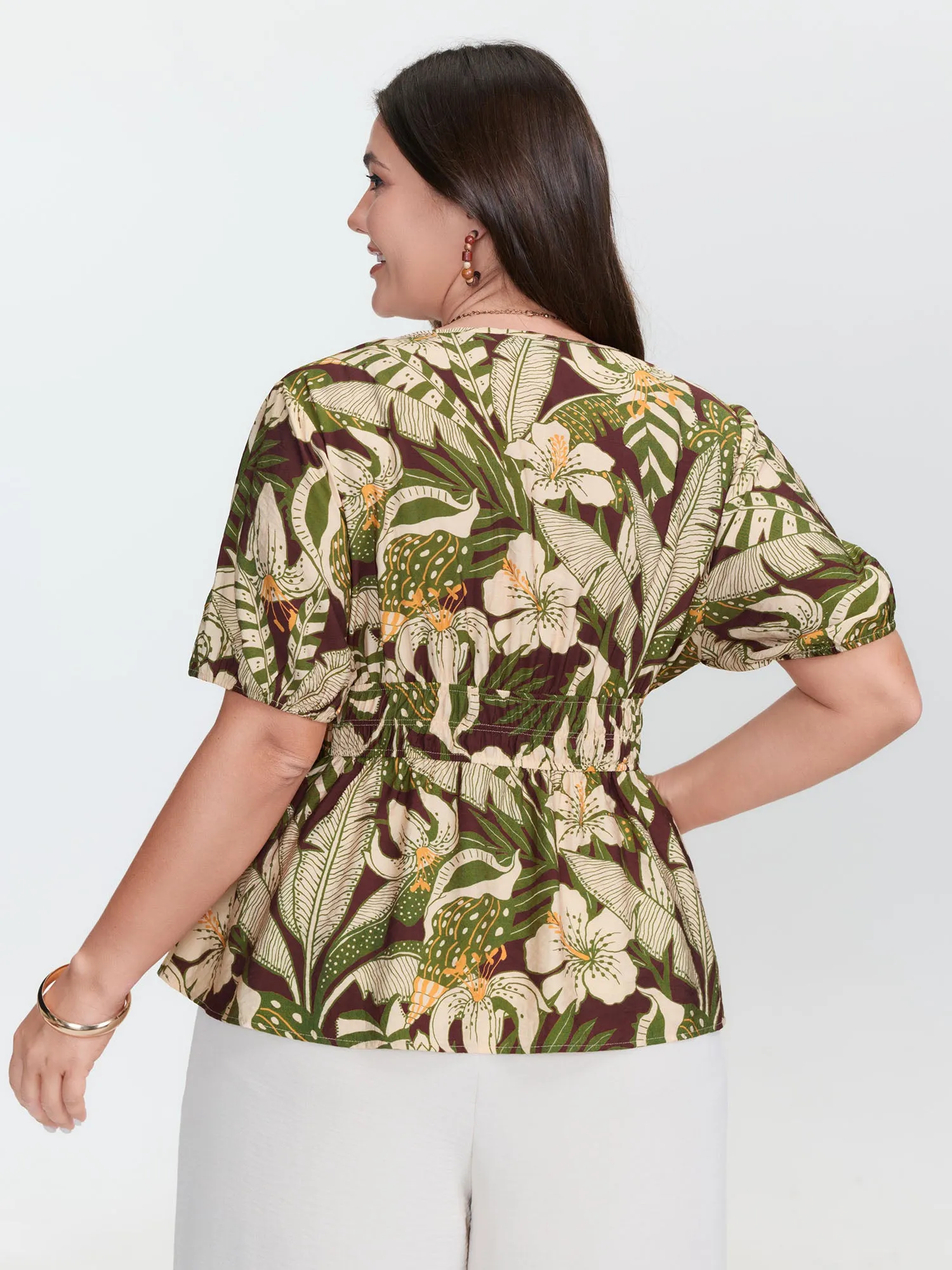 Floral Print Cinched-Waist Blouse sold by Bloomchic product image thumbnail 4