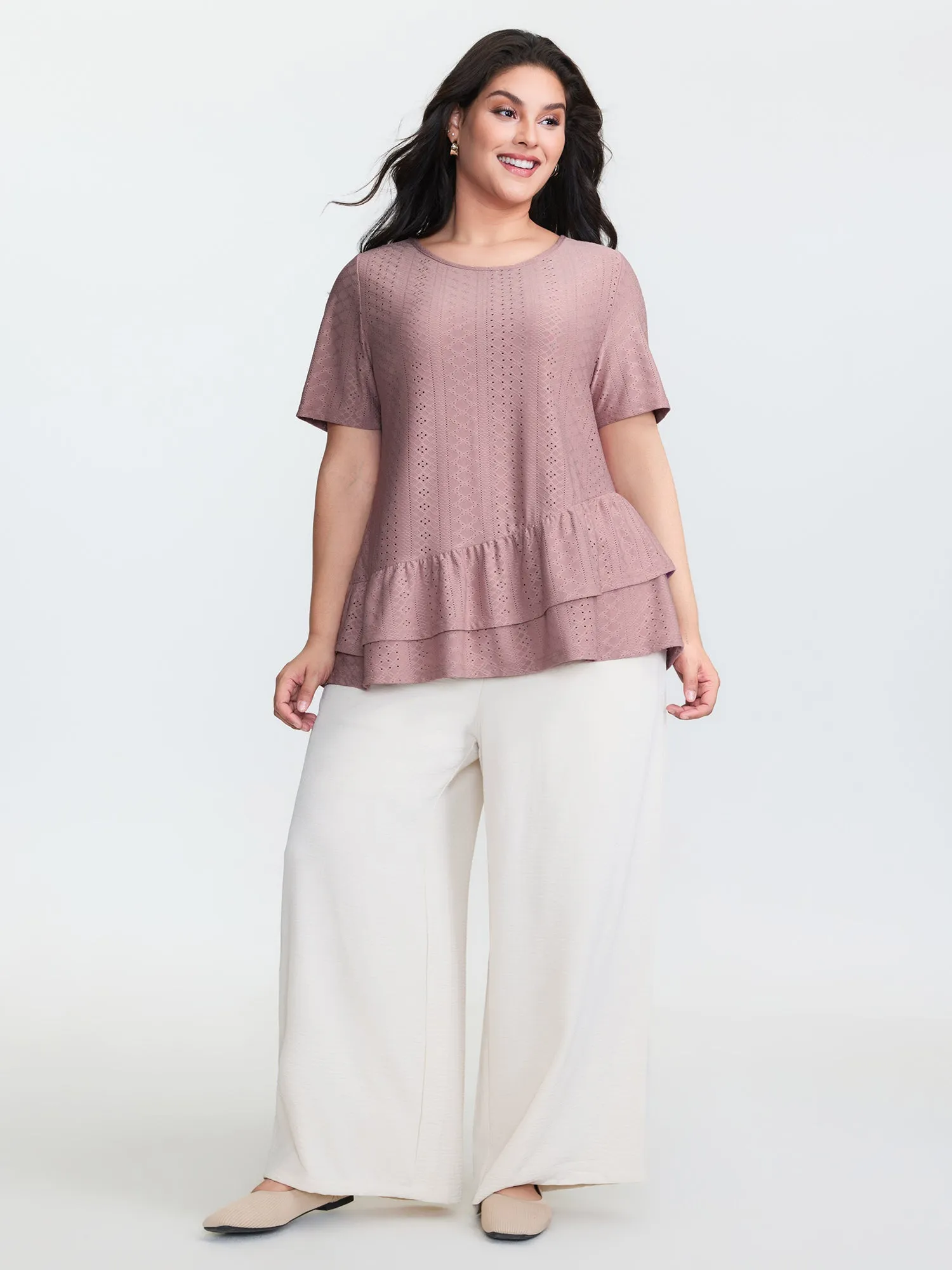 Textured Ruffled Layered Hem Knit Top sold by Bloomchic product image thumbnail 3