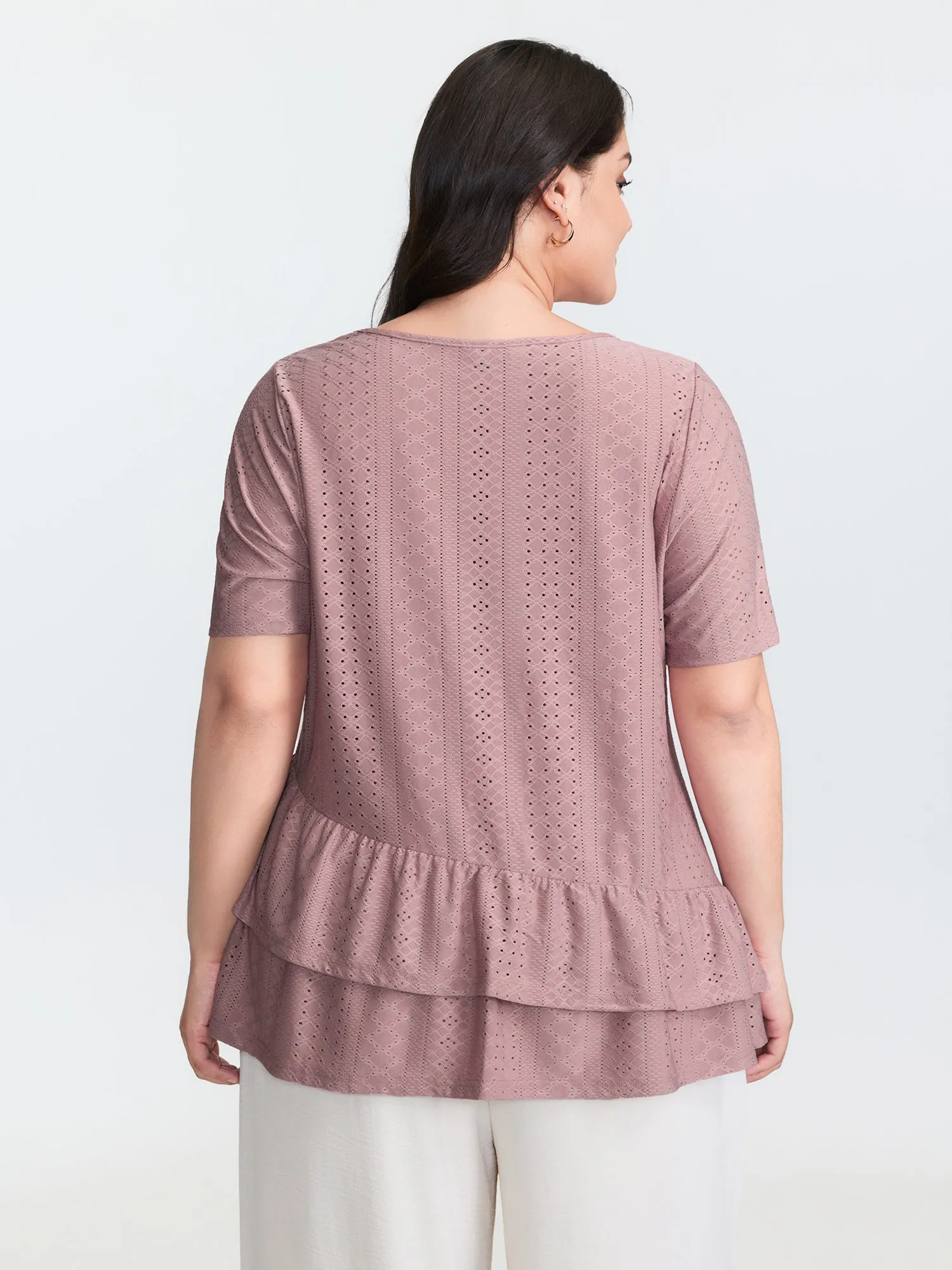 Textured Ruffled Layered Hem Knit Top sold by Bloomchic product image thumbnail 4