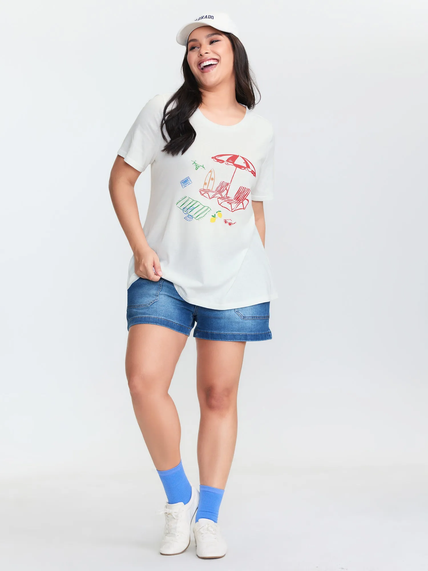 Colorful Beach Print Round Neck Top sold by Bloomchic product image thumbnail 2