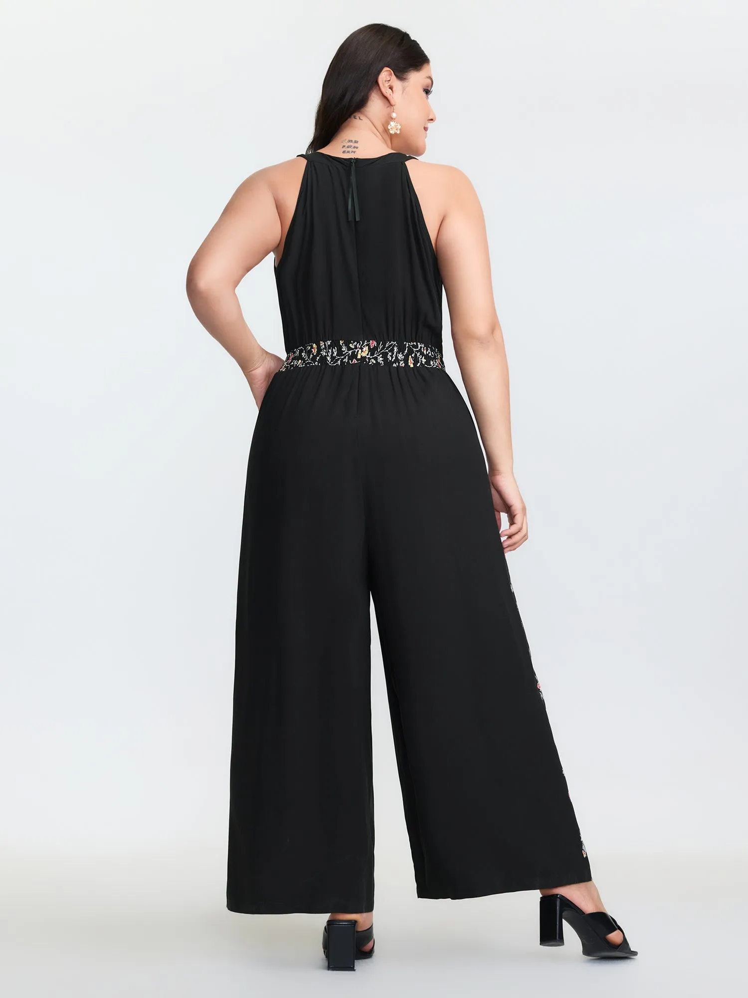 Floral Detail Patchwork Halter Neck Jumpsuit sold by Bloomchic product image thumbnail 4