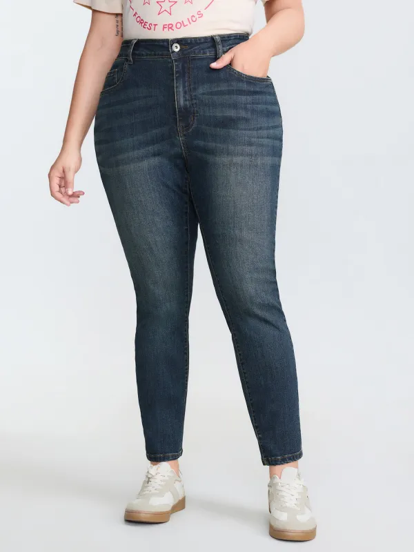 Stretchy Mid-Rise Skinny-Fit Jeans made by Bloomchic