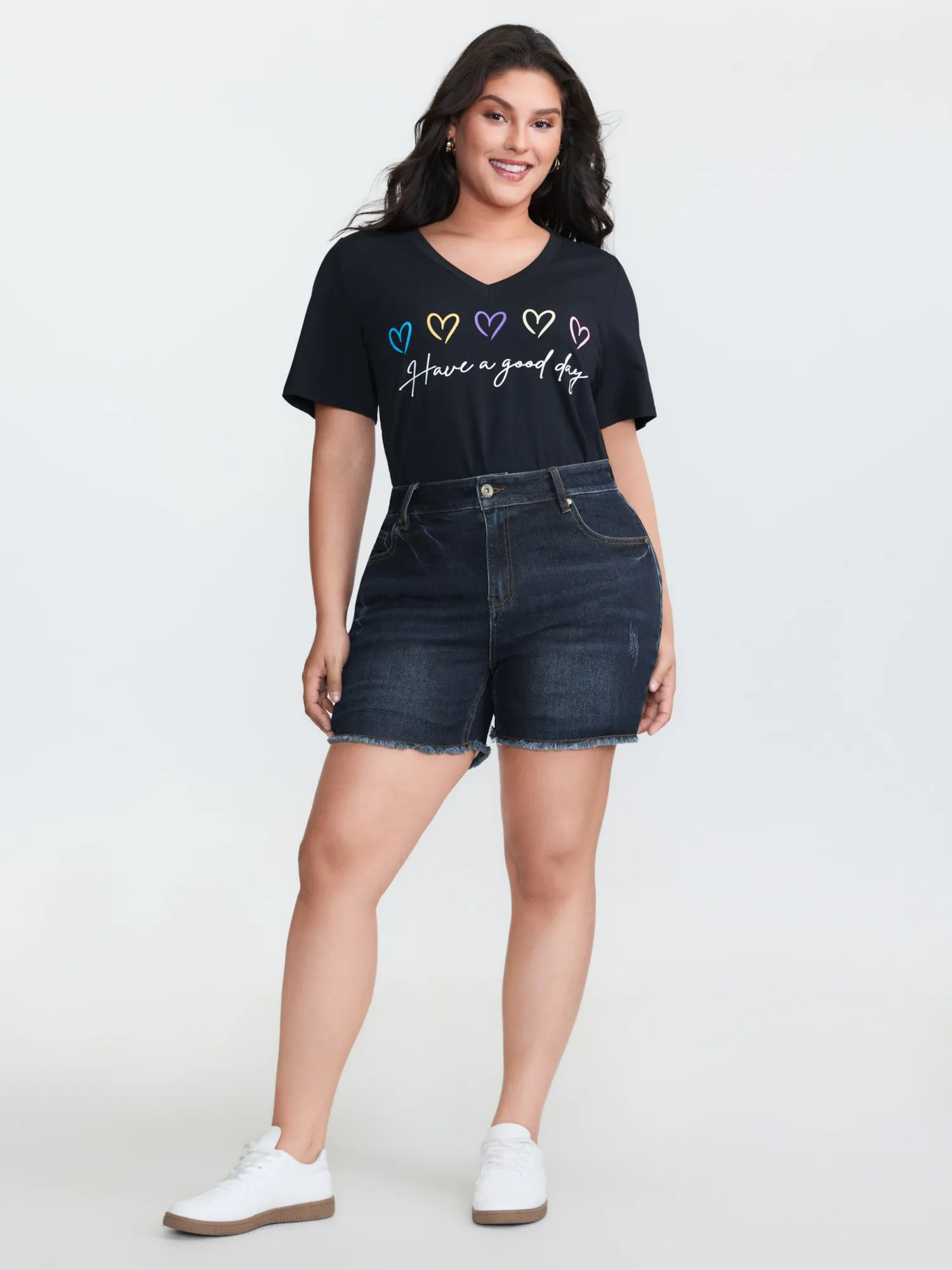 Stretchy Mid-Rise Denim Shorts sold by Bloomchic product image thumbnail 2