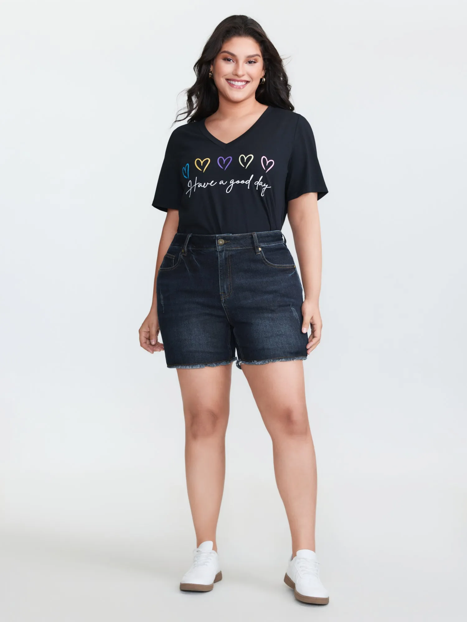 Stretchy Mid-Rise Denim Shorts sold by Bloomchic product image thumbnail 3