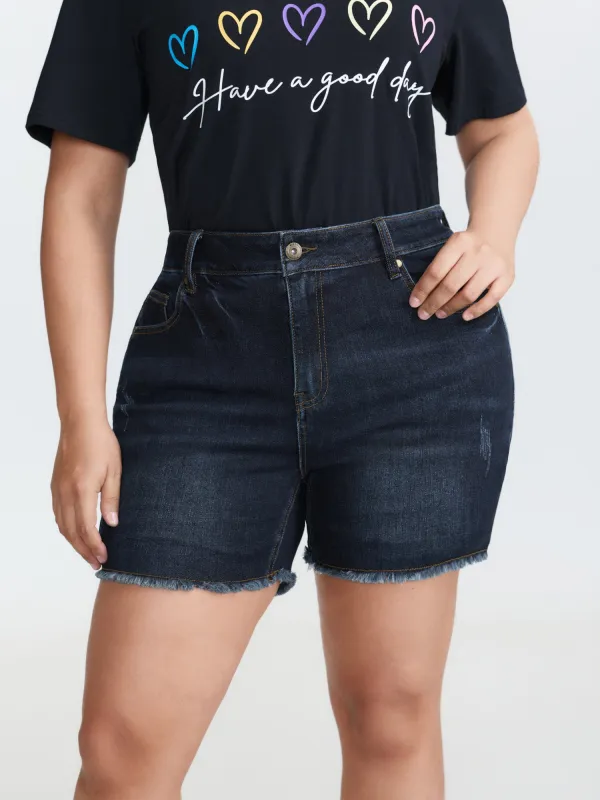 Stretchy Mid-Rise Denim Shorts made by Bloomchic