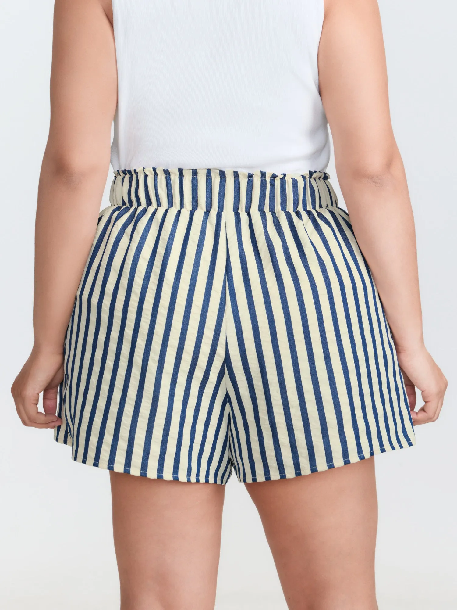 Asymmetrical Stripes Pockets Lined Shorts sold by Bloomchic product image thumbnail 5