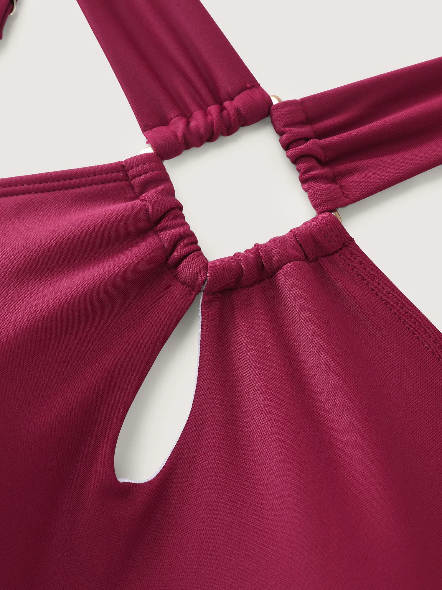 Cut-Out Neckline Cinched Waist Swim Romper sold by Bloomchic product image thumbnail 5