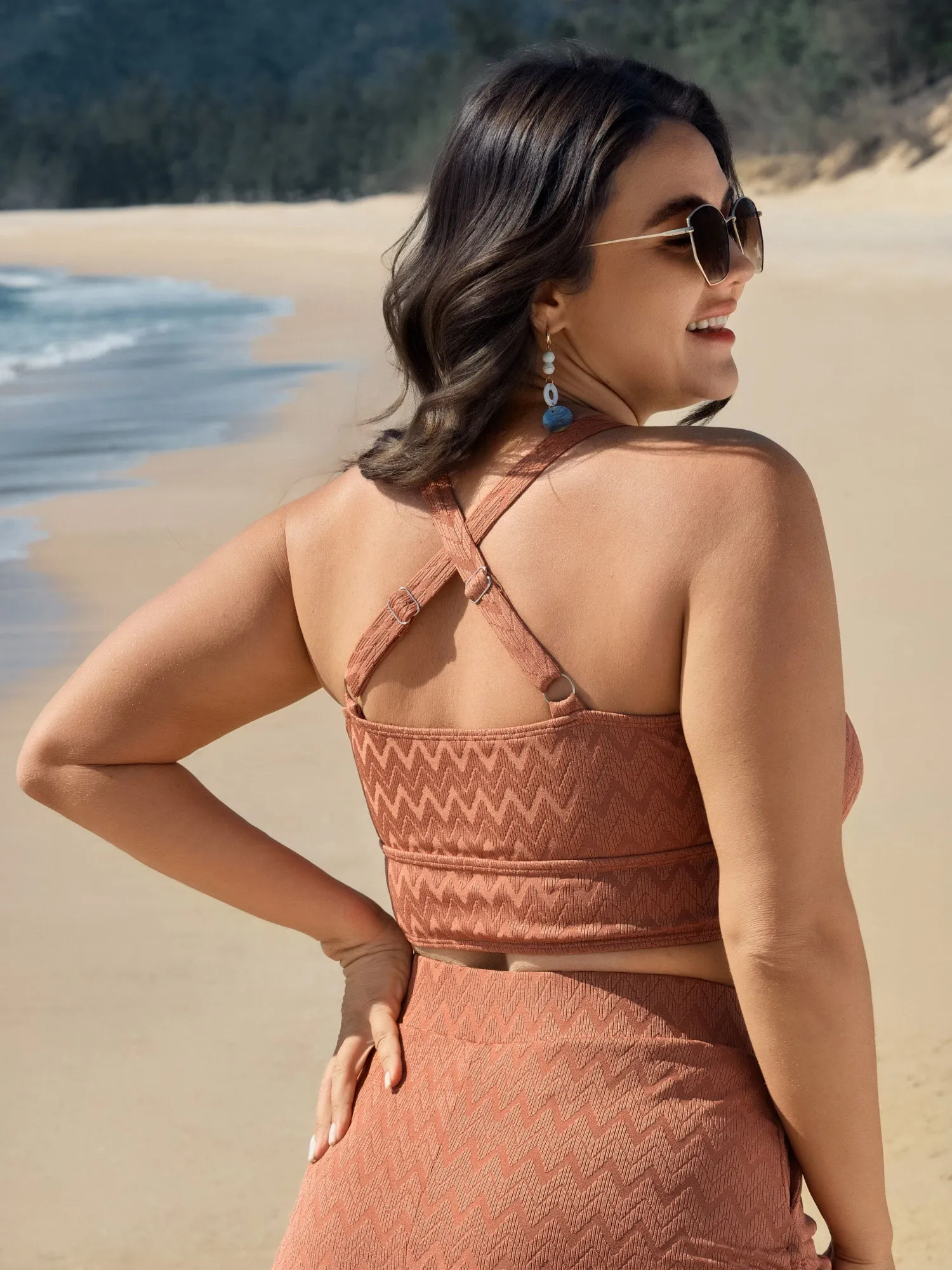 Textured Drawstring Ruched Swim Top sold by Bloomchic product image thumbnail 4