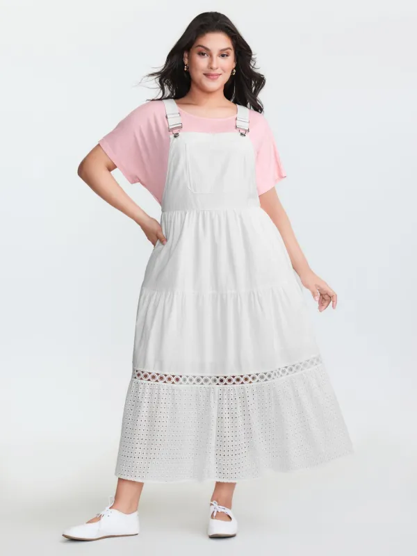 Pure Cotton Embroidered Overall Midi Dress sold by Bloomchic