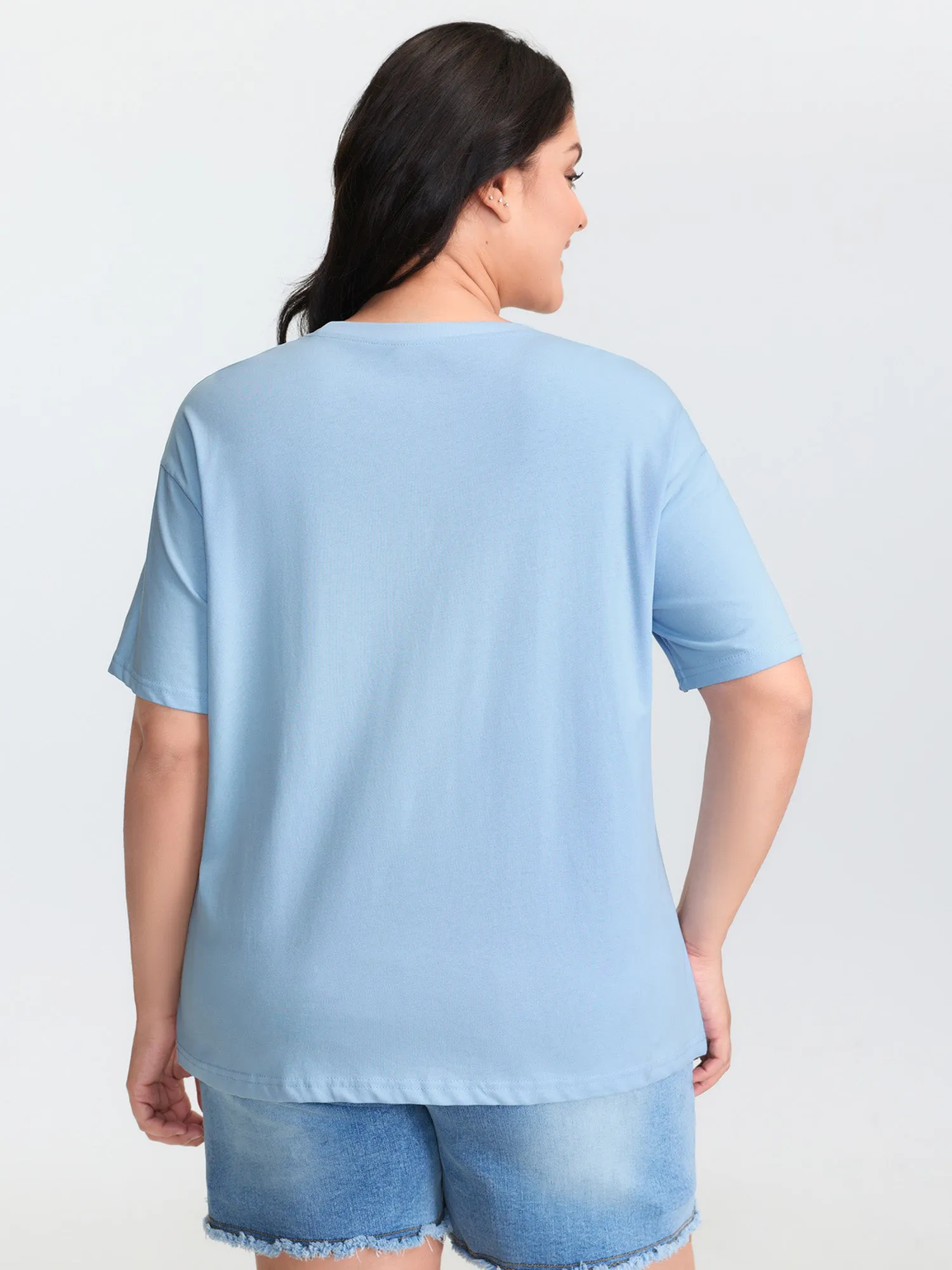 Cotton Floral Motif Drop Shoulder T-Shirt sold by Bloomchic product image thumbnail 4