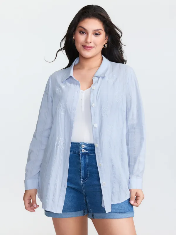 Cotton Embroidered Button-Down Blouse sold by Bloomchic